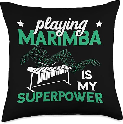 Wooden Percussion Instrument Melody Playing Vibraphone Superpower Musician Marimba - Almohada de instrumento (18 x 18 pulgadas), multicolor