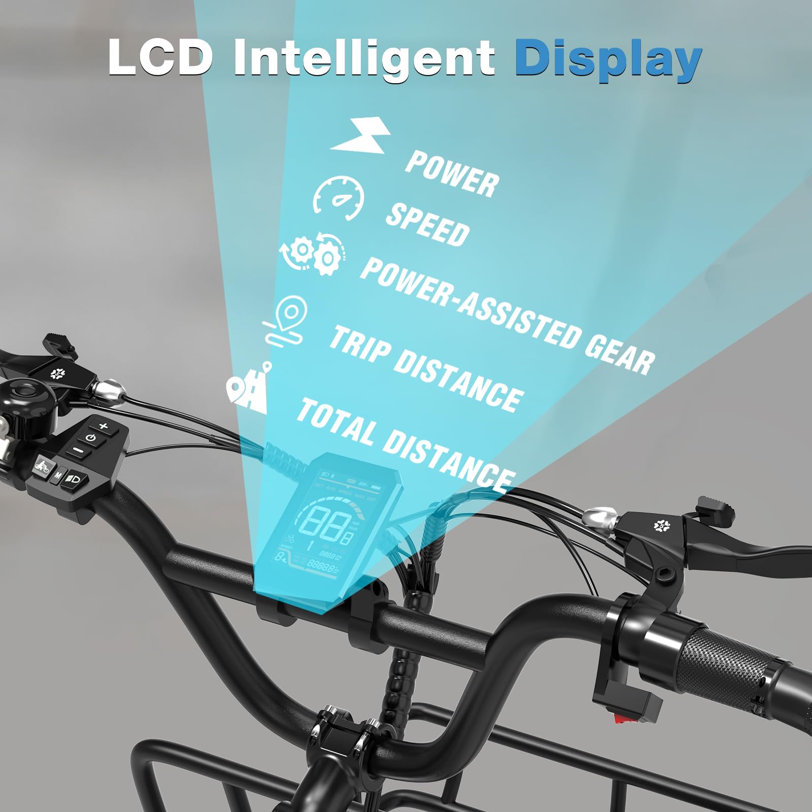 20 Zoll E Bike Dreirad, 48V 18AH abnehmbare Batterie, NFC-Entriegelung, Vorwärts- und Rückwärtsgang, mit Fettreifen, Scheinwerfer, Lastenfahrrad, Tragfähigkeit 200 kg