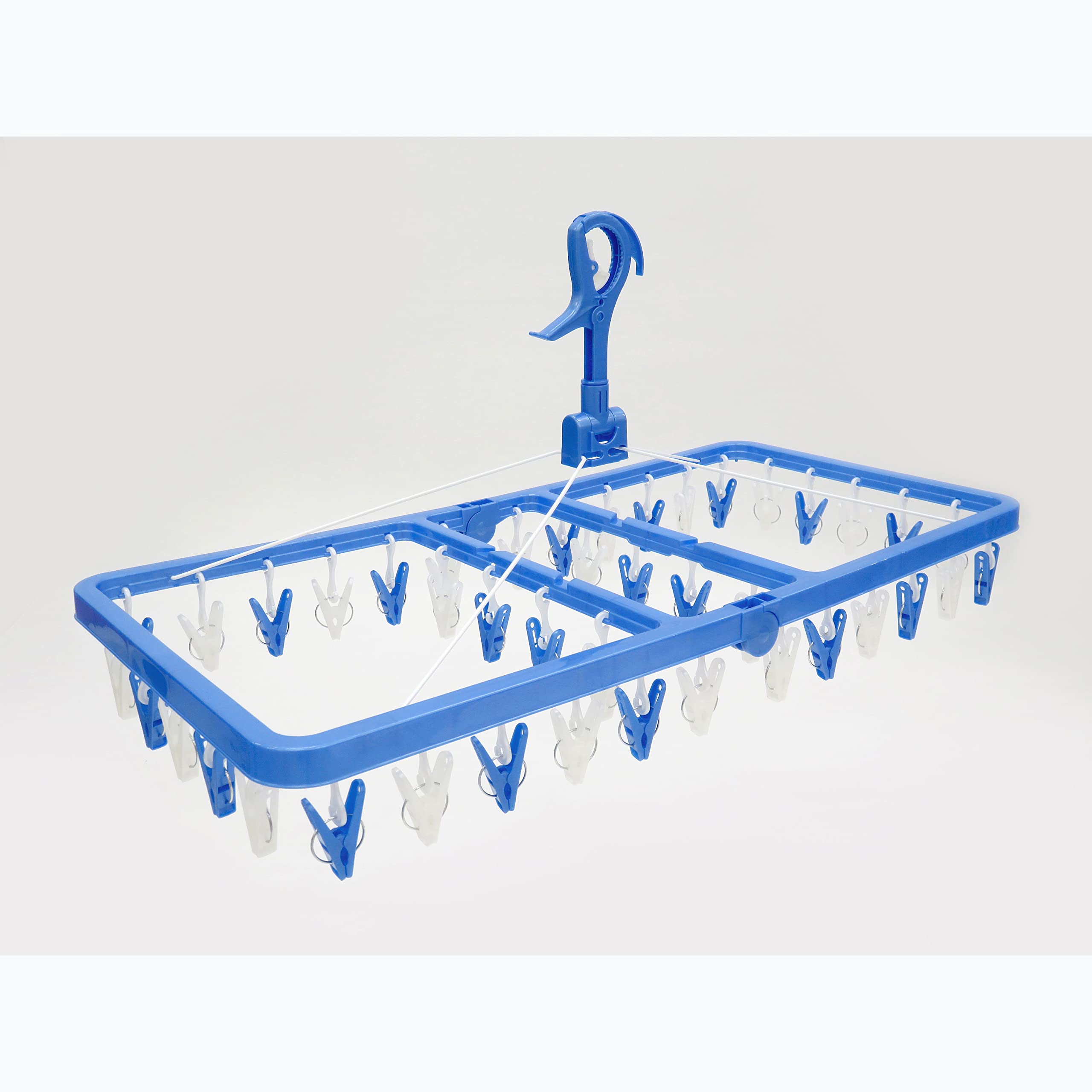 Towa Sangyo Laundry Drying Clothesline, Laundry Hanger with 42 Clothespins, Blue