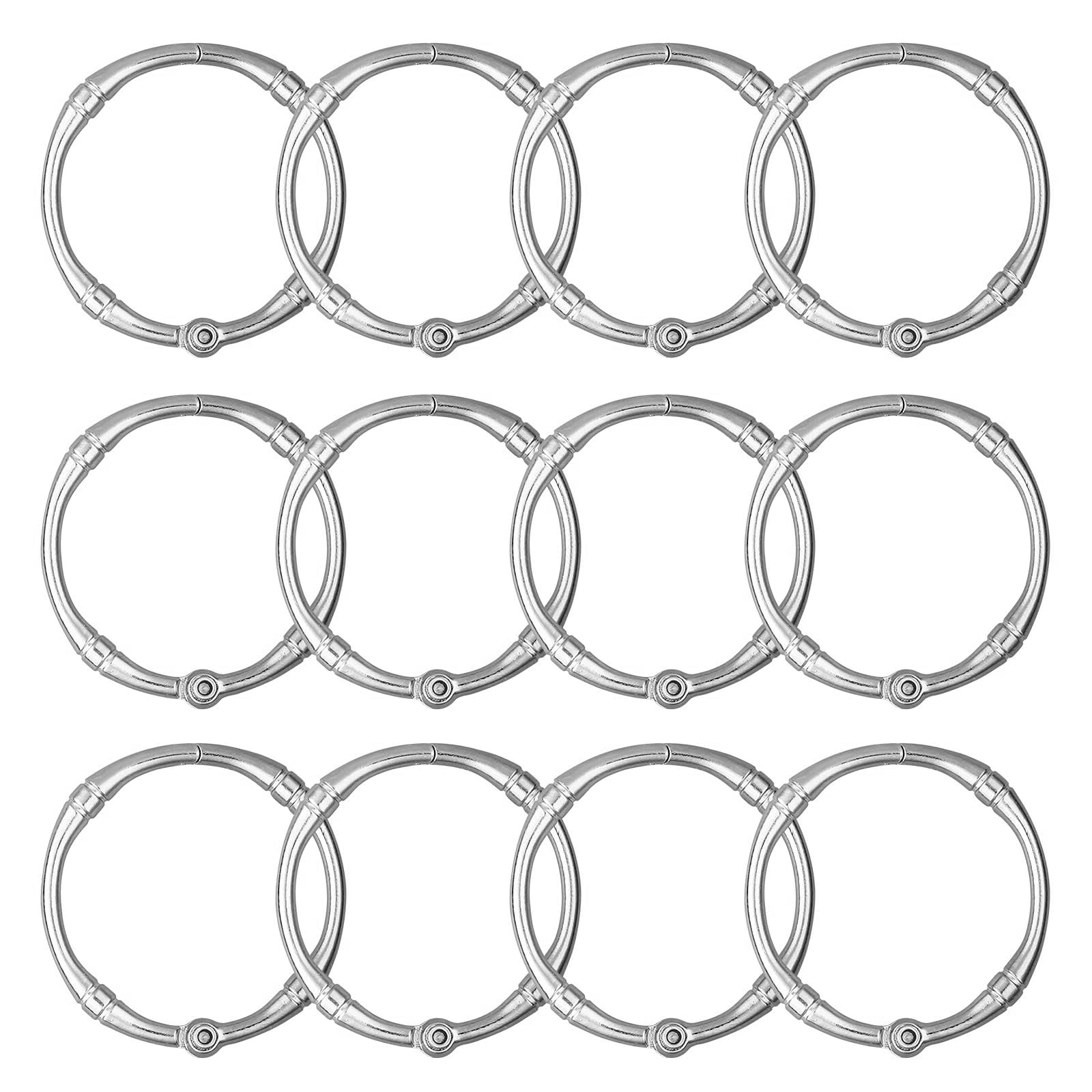 Lot de 12 crochets de rideau de douche ronds en métal antirouille pour tringle de douche de salle de bain (argent)