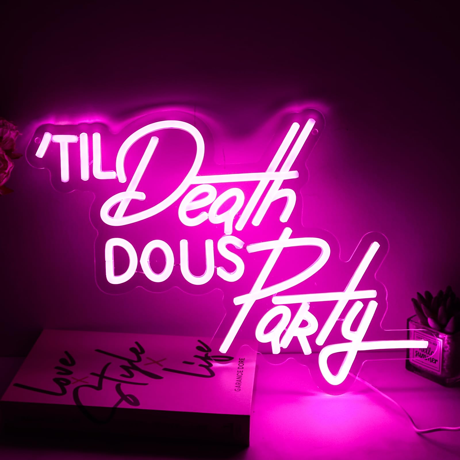 Pink Room Decor Neon Sign Death Party Lights valentine's day decor neon sign Girl Room Led Signs For Bedroom Living Room Dorm Bar Pub Wall Art valentines Sign (USB Sign)