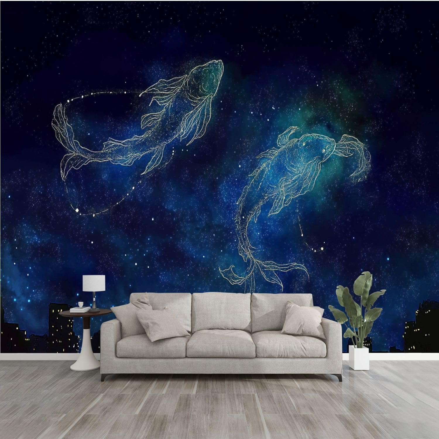 3D Wallpaper Pisces Self Adhesive Bedroom Living Room Dormitory Decor Wall Mural Stick and Peel Background Wall Ceiling Wardrobe Sticker