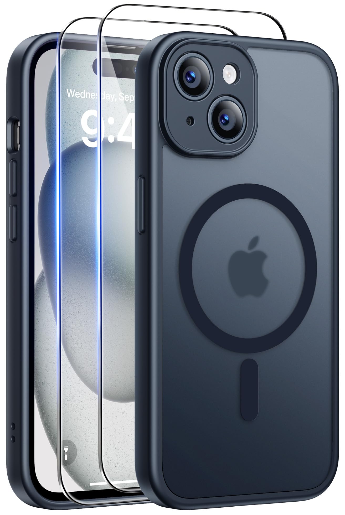 Qasyfanc Magnetic for iPhone 15 Case with 2 Tempered Glass Screen Protector, Compatible with MagSafe, Full Camera Protection, [Anti-Yellowing] Shockproof Protection Phone Case, Clear — view 14