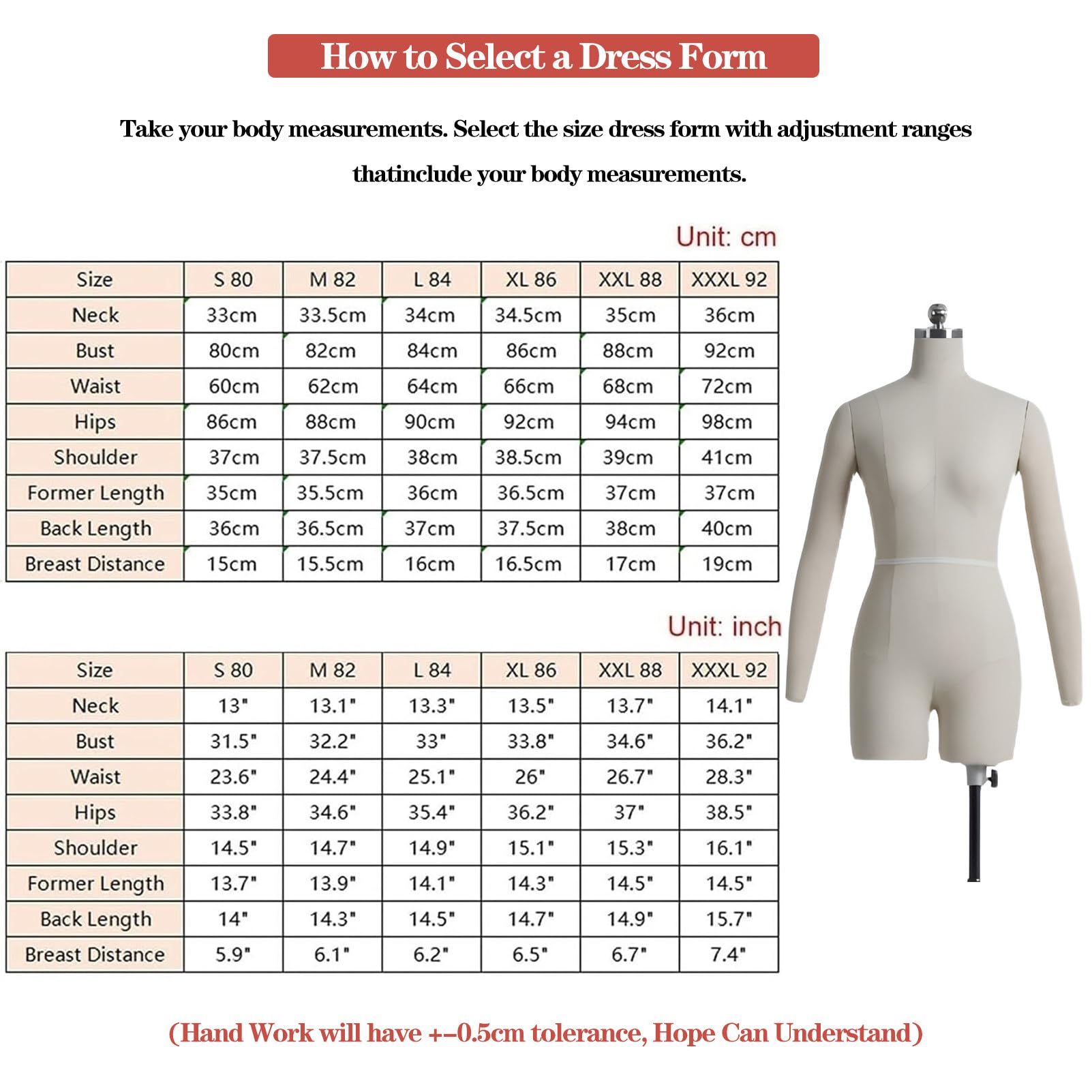 Maniquí de Medio Cuerpo para Mujer con Brazos - Talla M - Maniquí para sastrería, diseño de Moda, proyectos de Costura y arreglos - Ideal para ajustes y Manualidades