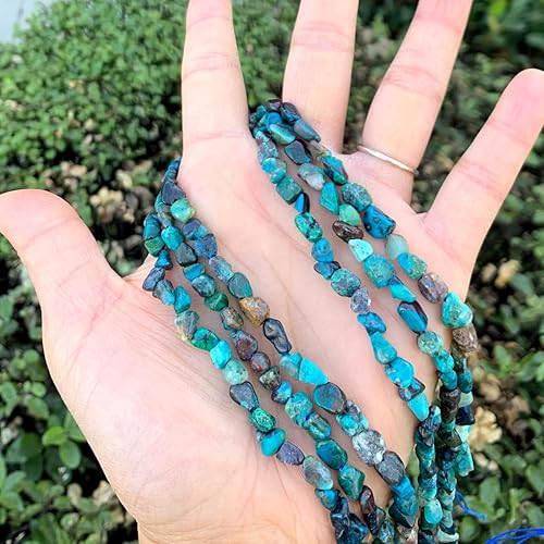 Miniatura 3 de 1 hebra de piedra preciosa curativa natural de crisocola turquesa de 0.197 a 0.315 pulgadas de forma libre, cuentas ovaladas de guijarro de 15