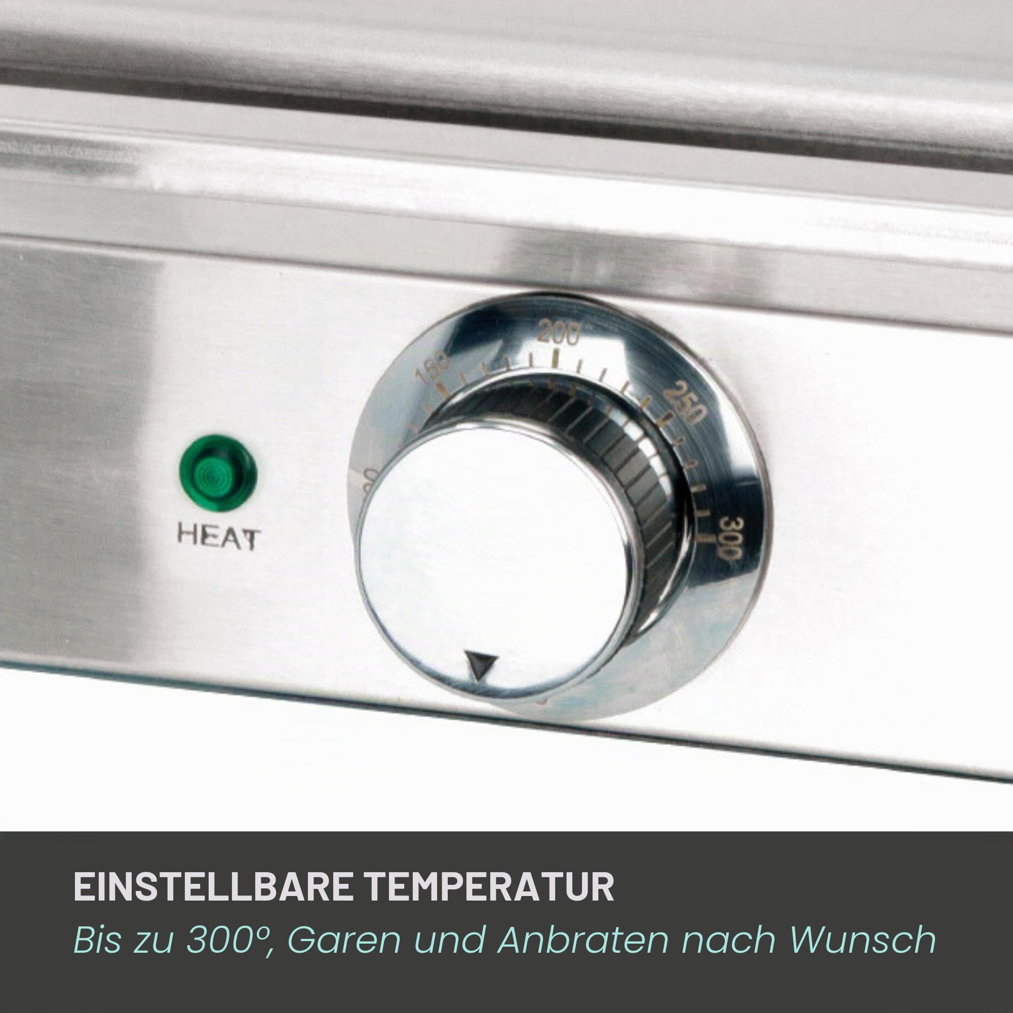 Jocca Elektrische Grillplatte Teppanyaki 39,6 x 26 cm Edelstahl Temperaturregelung 50-300°C
