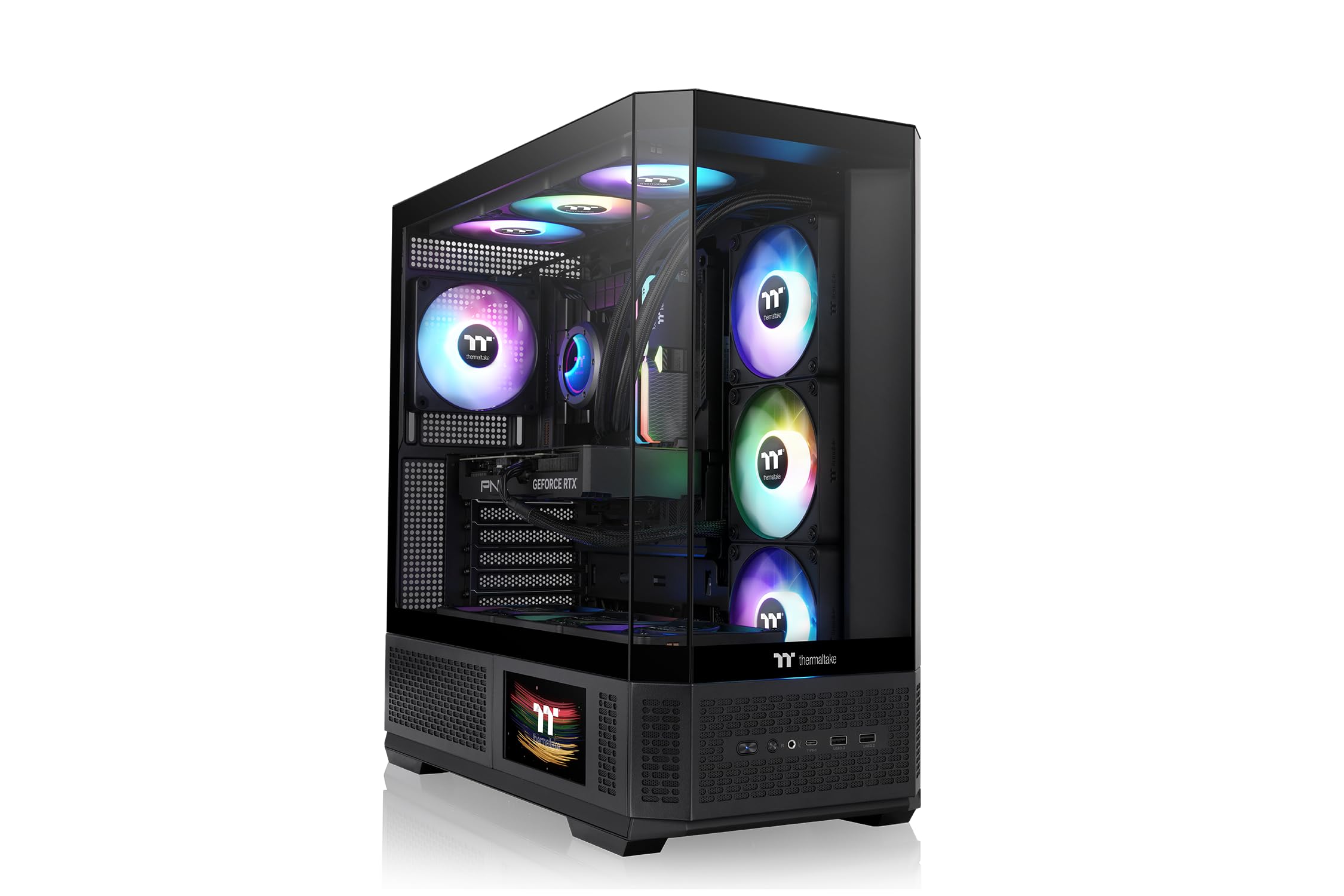 Thermaltake View 370 TG ARGB Torre Media Gaming | Ventiladores Preinstalados ARGB PWM (SF360 Reverse + SF120) | Cristal Templado | USB 3.2 x1 USB 3.0 x2 | Panel Frontal | Negro
