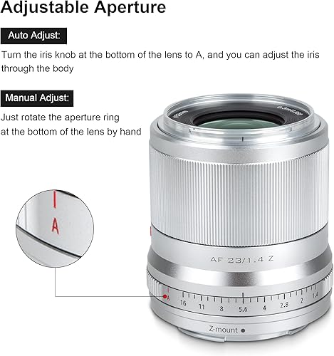 Miniatura 6 de VILTROX Lente de 0.906 in f1.4 F1.4 para Nikon Z Mount Auto Focus Gran Apertura APS-C Lente Prime gran angular con motor STM para cámara Nikon