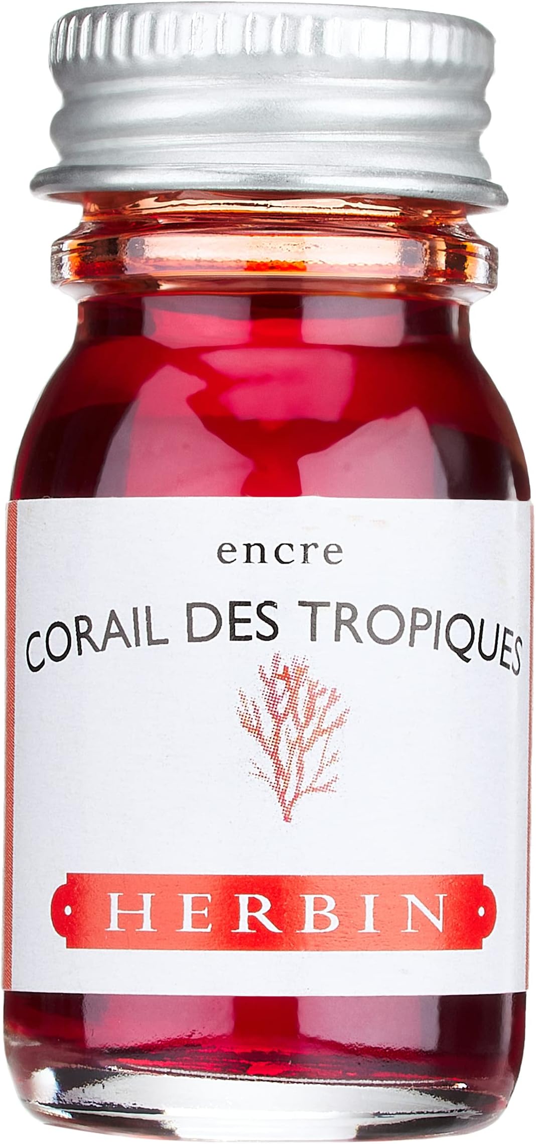 Jacques Herbin - Ref 11559T - Writing Ink for Fountain Pens & Rollerball Pens - Corail des Tropiques / Tropical Coral - 10ml Bottle - No Packaging, Zero Waste Objective - Pink-Coloured Ink