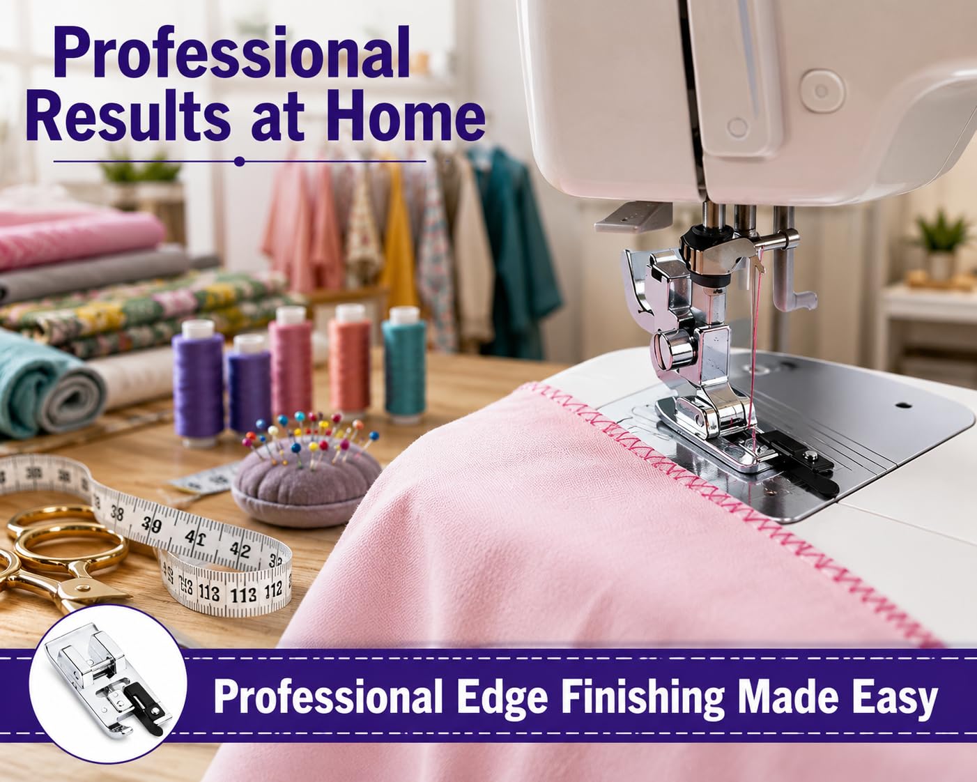Zenith Overcasting Overlock Presser Foot for Automatic Sewing Machines | Snap-On Steel Overedge Foot | Compatible with Singer, Usha, Brother & Janome Domestic Machines | Professional Edge Finishing. — Amazon image 8