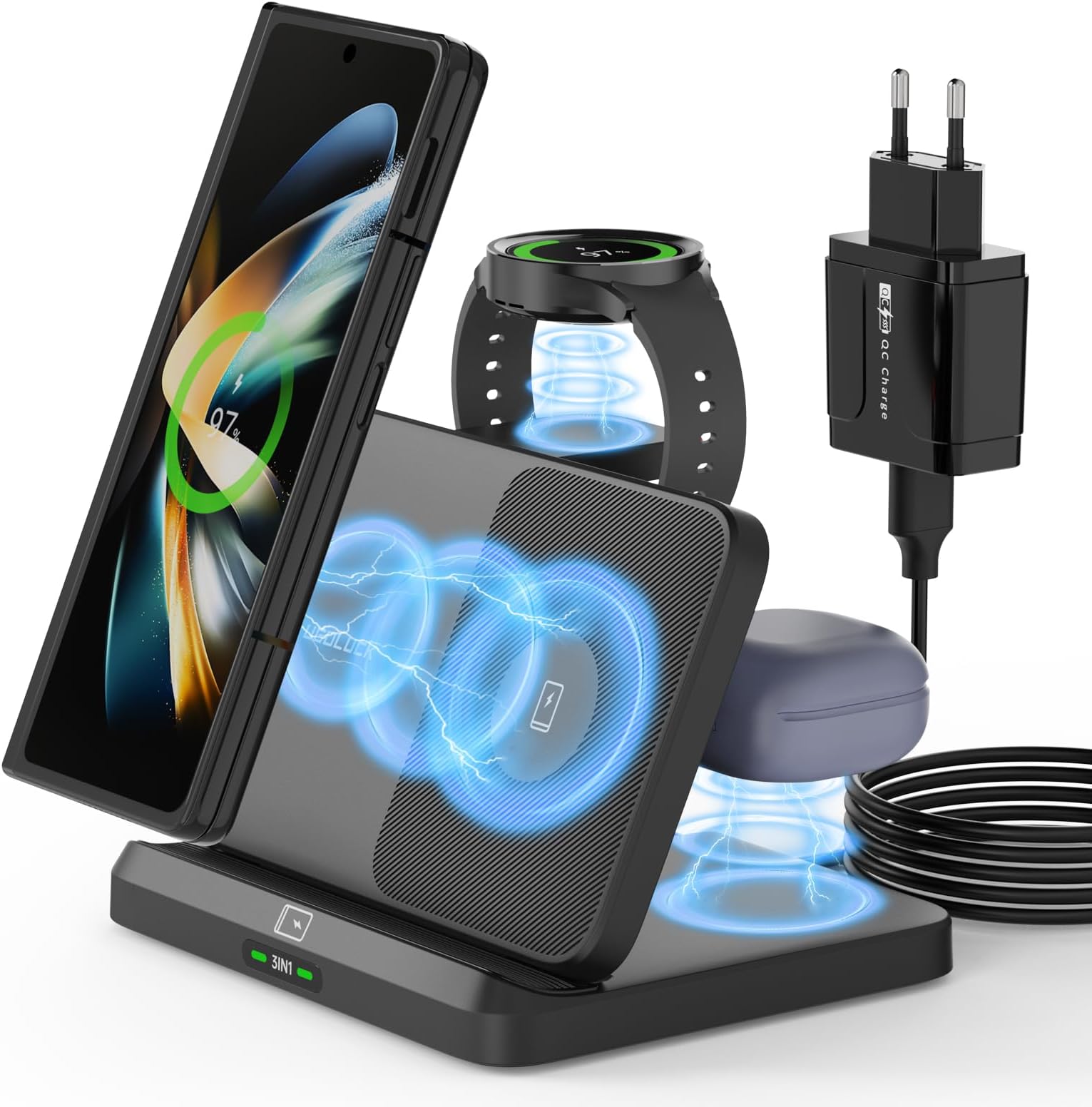 Galaxy S5 Zubehör Induktive Ladestation Mit Case CIYOYO 3 in 1 Induktive Ladestation für Samsung, Kabelloses Ladegerät