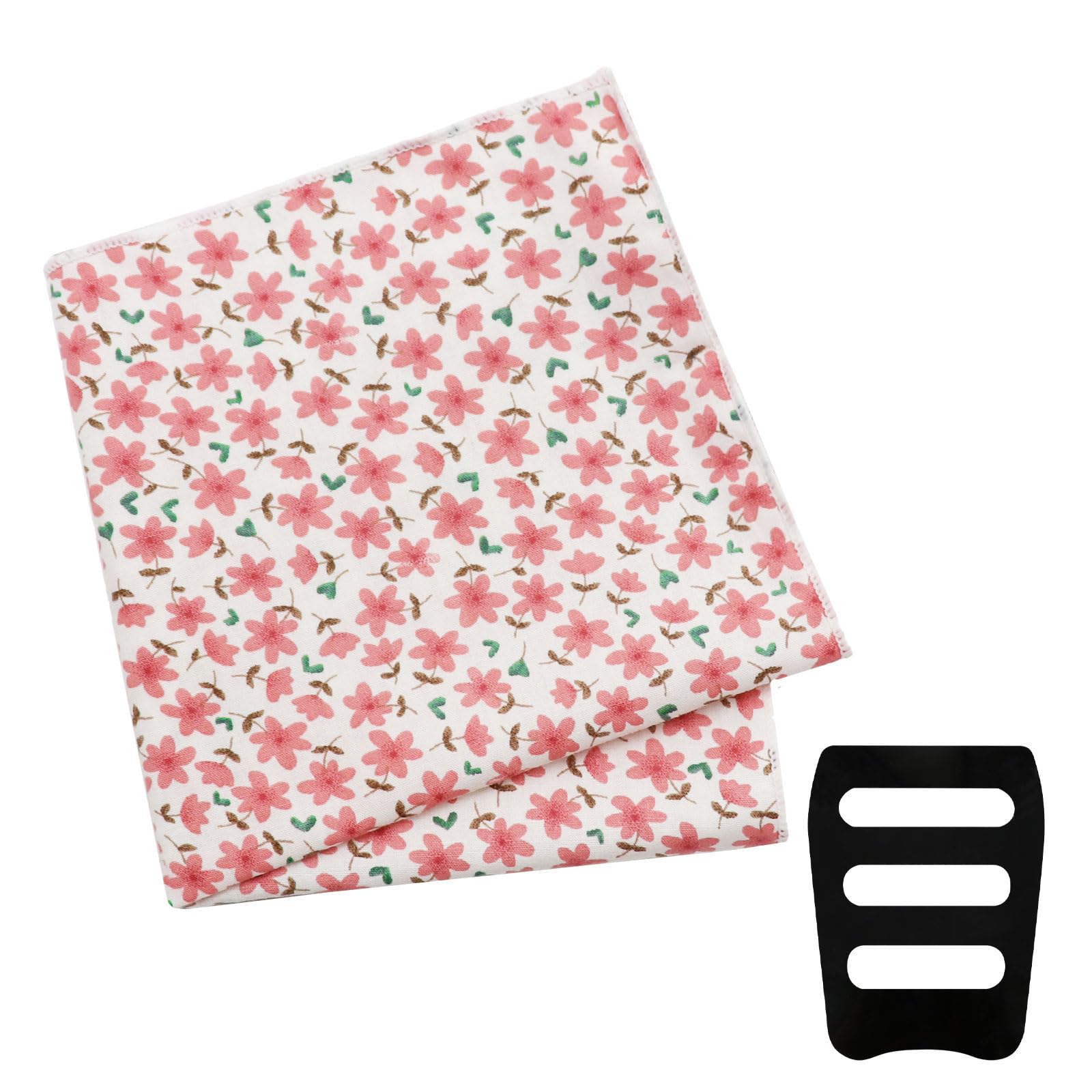 Floral Pocket Squares for Men with Holder Printed Flower Mens Handkerchief Cotton Suit Pocket Hanky for Wedding