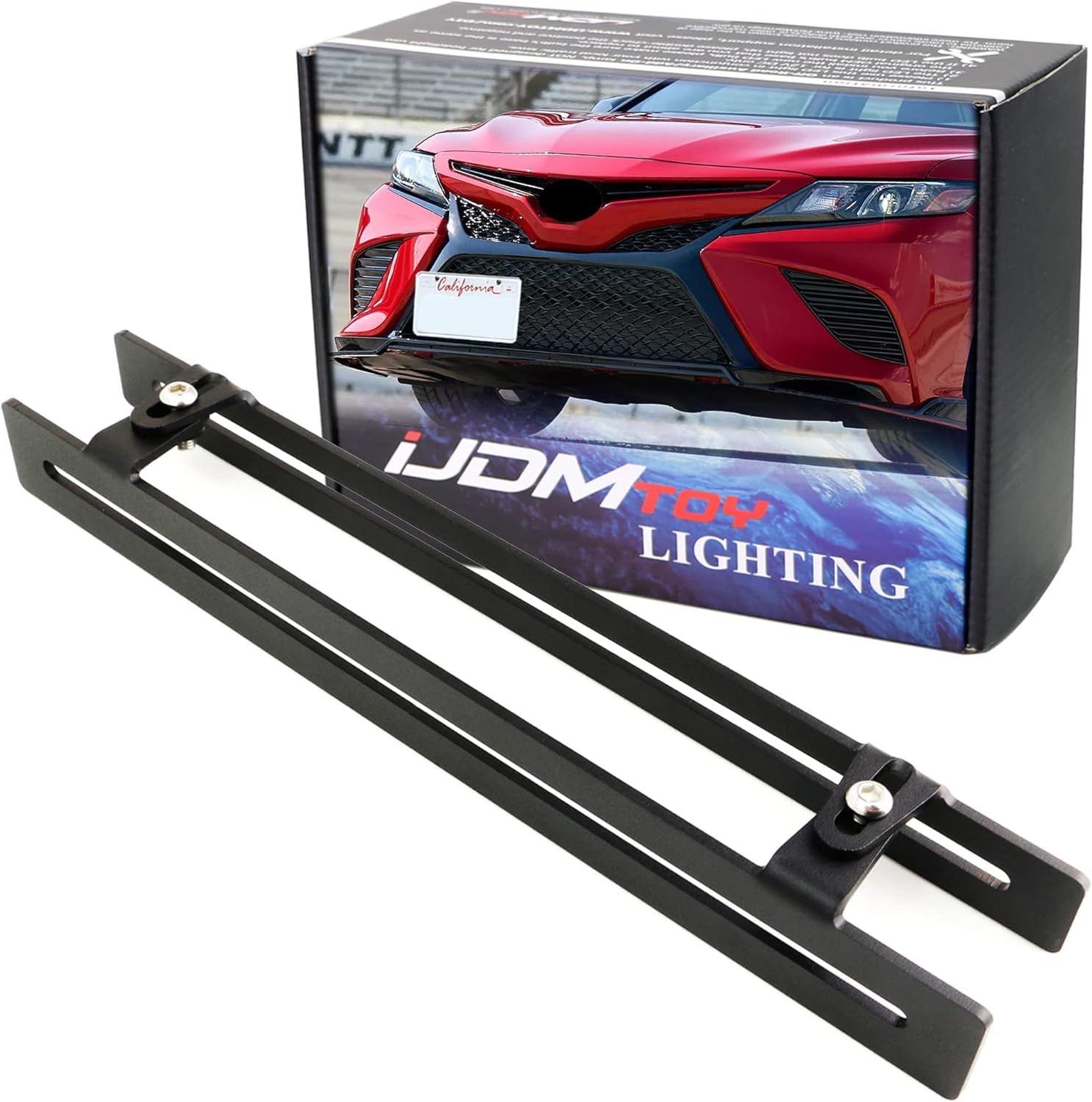 iJDMTOY Full Metal Lower Grille Mesh Anchor-Lock License Plate Mounting Bracket Relocation Kit Compatible with 2018-up Toyota Camry SE XSE TRD Trims