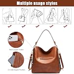 Hobo Bags for Women Handbags Purse Ladies Boho Shoulder Bag Large Crossbody Purses Designer Vegan Leather Brown with Wallet