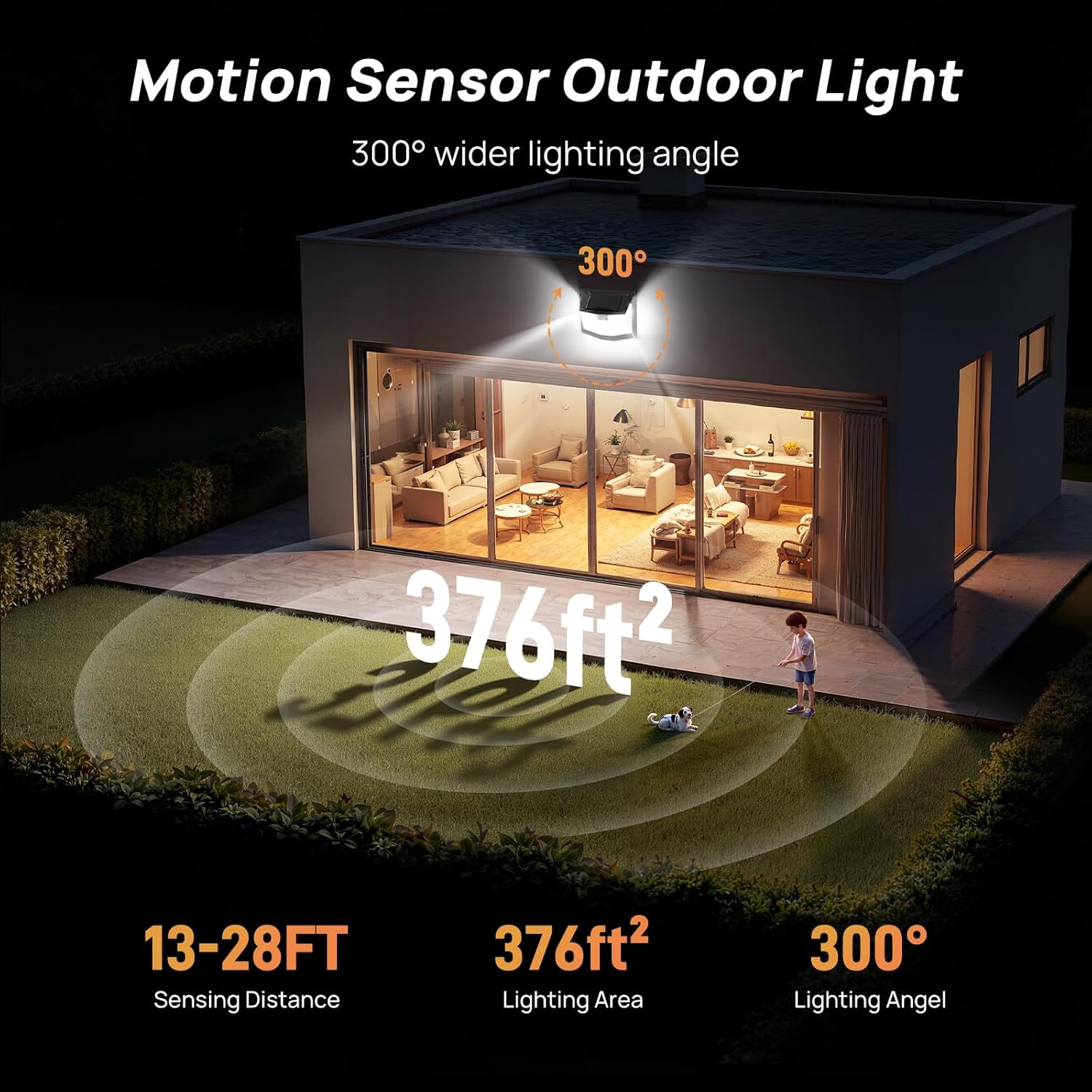 TECKNET 248 LED Outdoor Solar Lights & Motion Sensor 8 Pack, 300° Angle & 3 Lighting Modes Solar Lights Outdoor Waterproof, Solar Powered Security Flood Wall Lights IP66 for Outside/Yard Fence/Garden