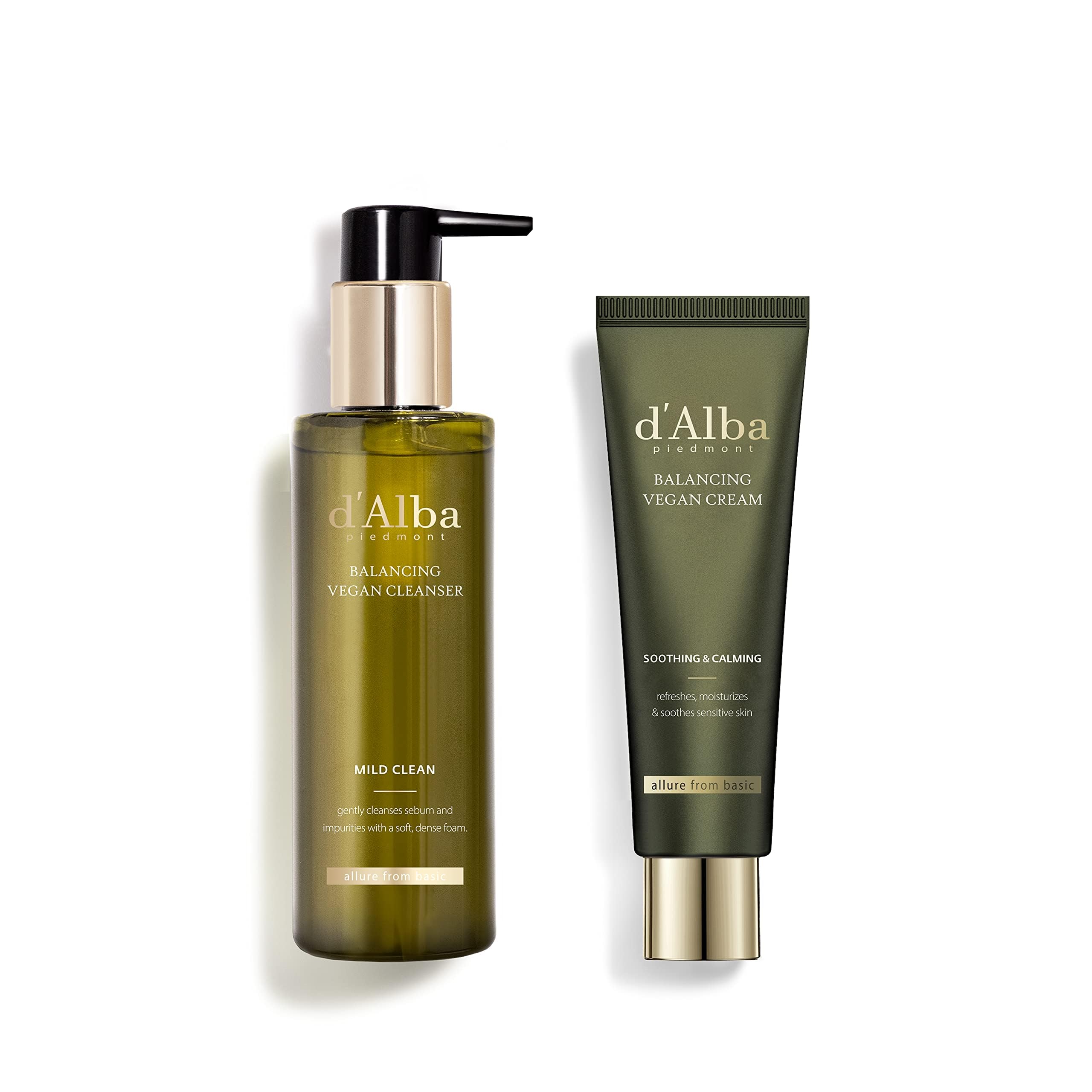 d'alba Piedmont White Truffle Mild Skin Balancing Vegan Cleanser and White Truffle Mild Skin Balancing Vegan Cream Bundle (200ml, 55ml)