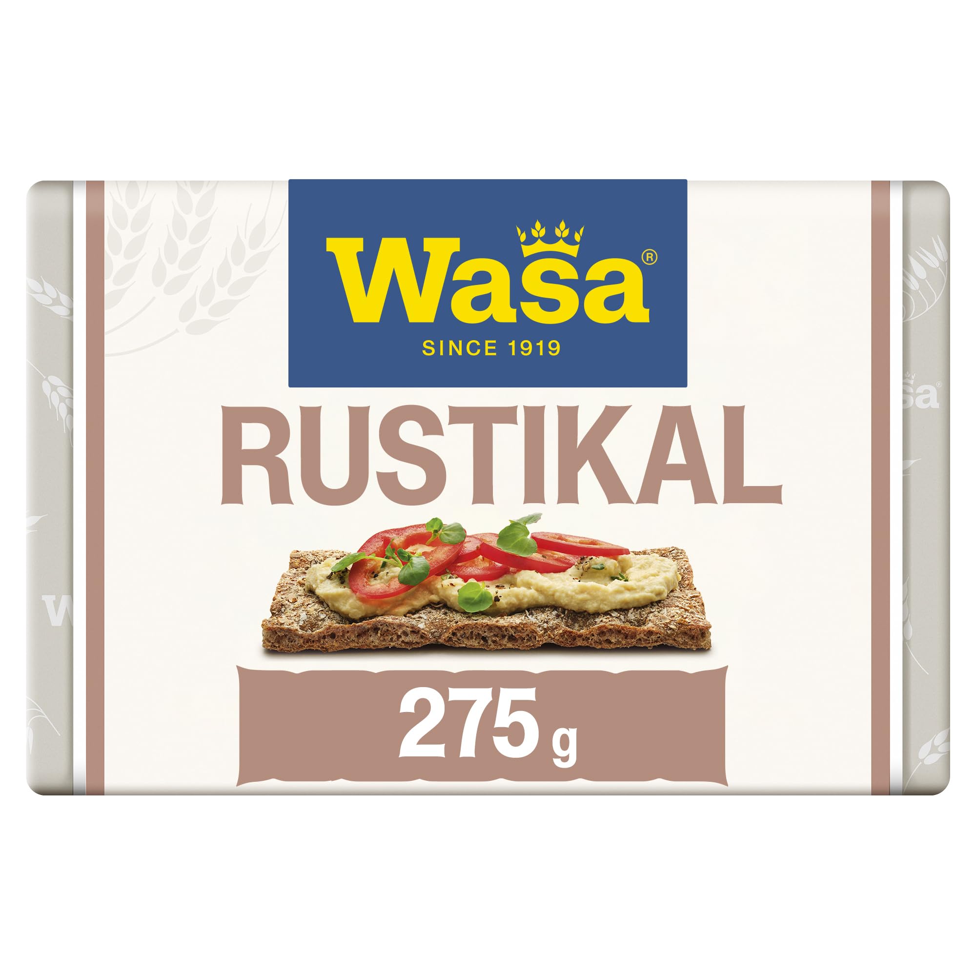 Wasa Rustikal 12x275g I 100% Roggenvollkornmehl, knusprig-rustikales Roggen-Knäckebrot mit herzhaftem Geschmack