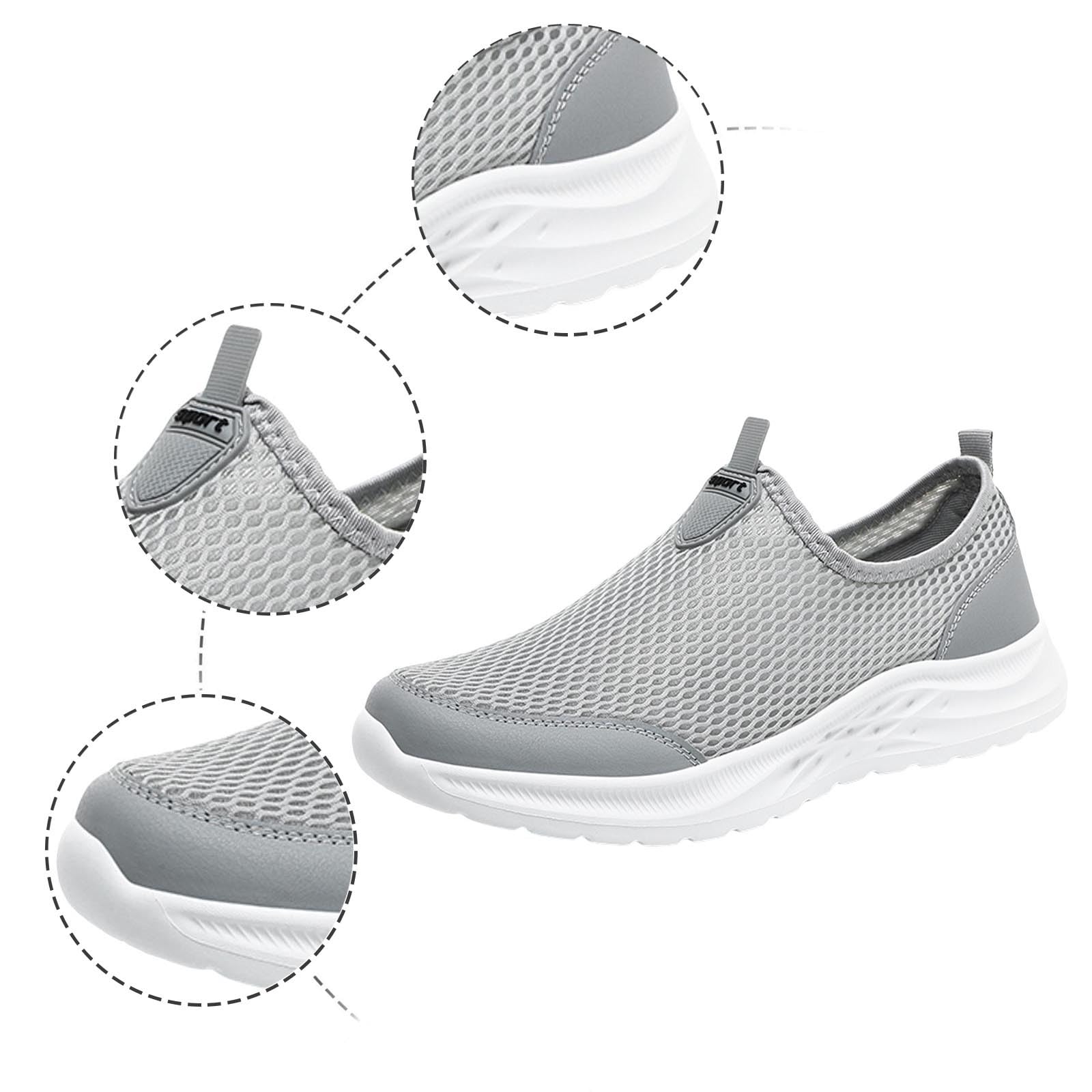 Men Sports Shoes Fashionable New Pattern Mesh Hollow Breathable Comfortable Flat Bottom Lightweight Slip On Seasonal Casual Shoes Casual Sneaker Boots for Men (Dark Gray, 9)