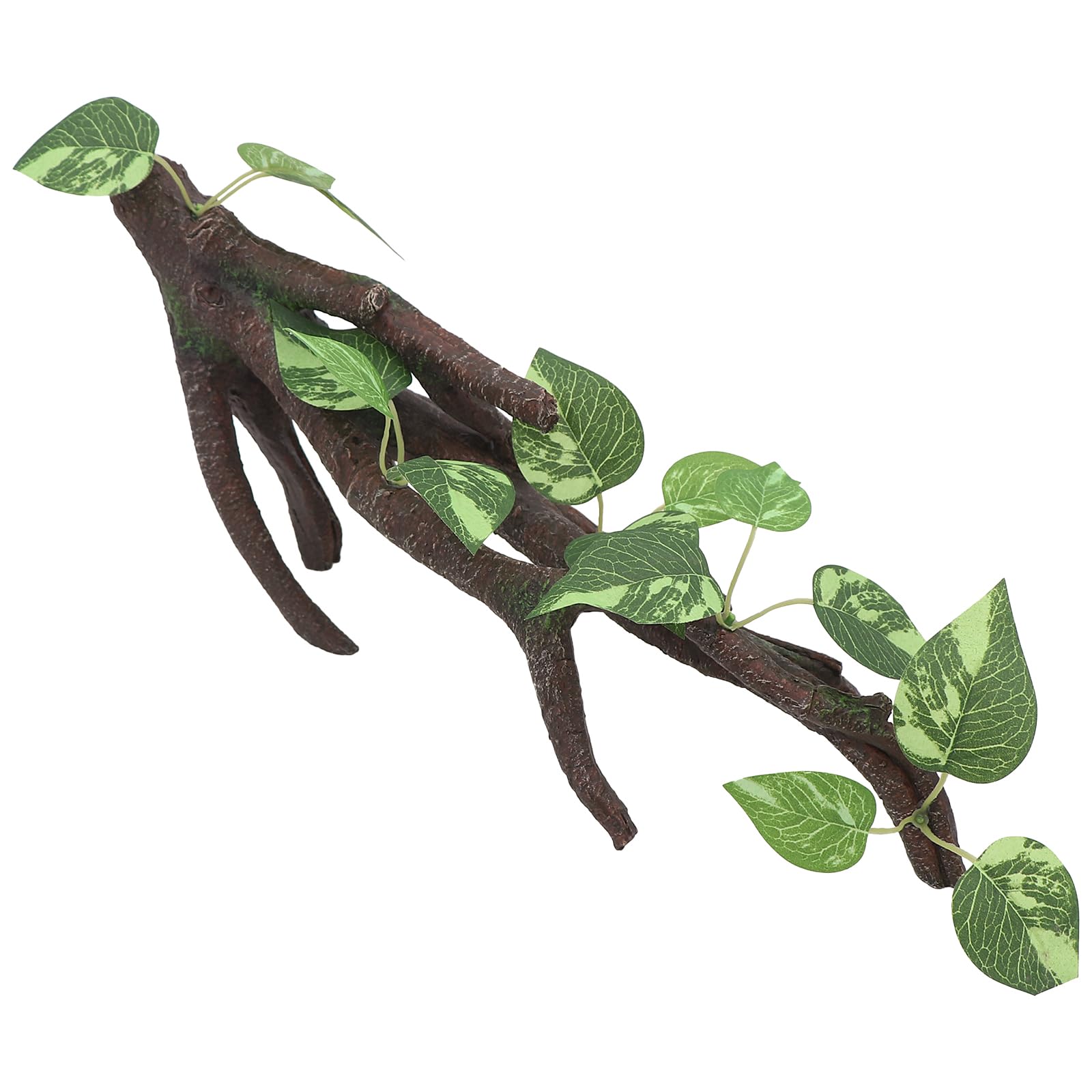 AQUA KT Rama trepadora de reptiles, tronco de árbol con hojas para lagarto, dragón barbudo, serpiente, geco, leopardo, camaleón, rana, escalada, terrario, decoración de hábitat