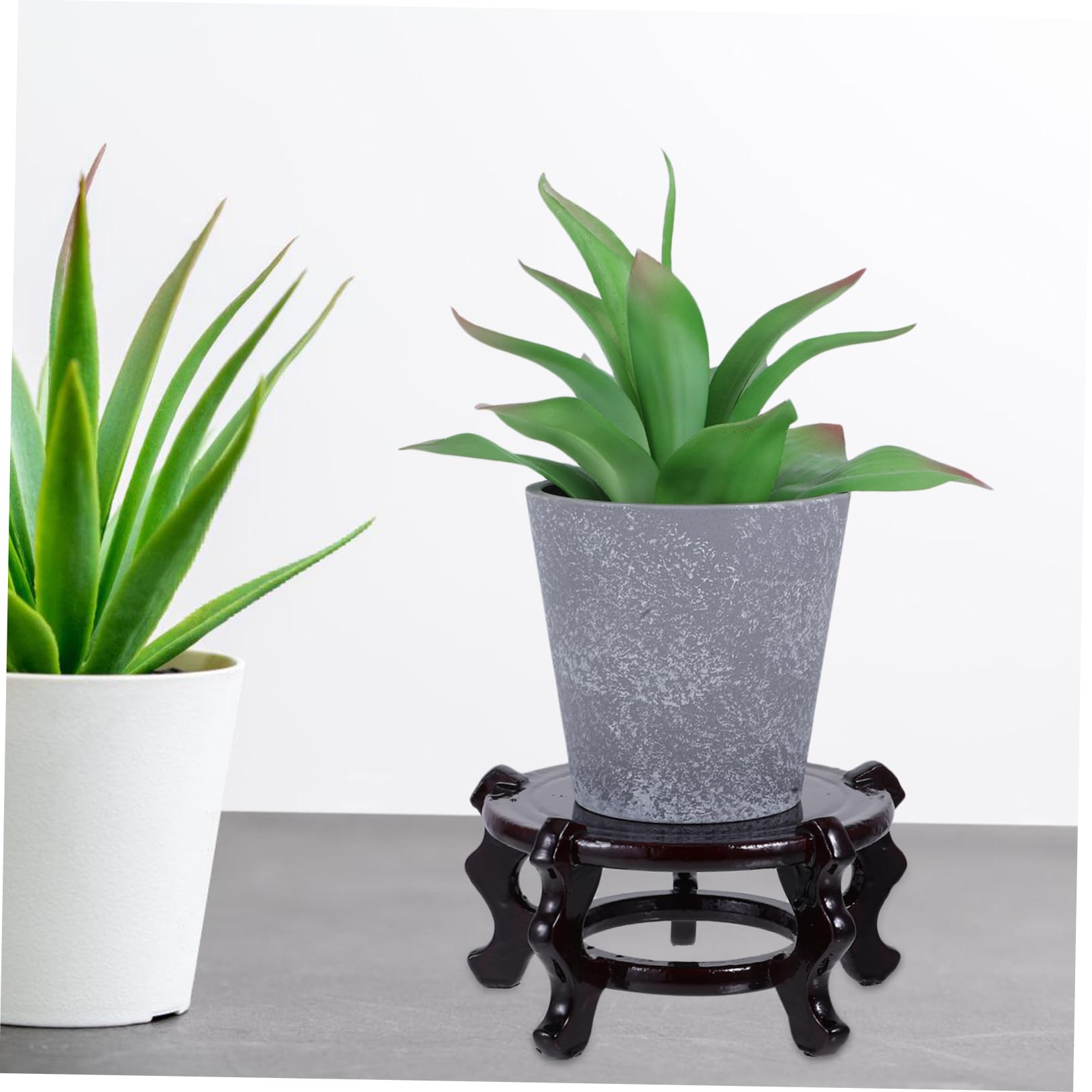 VANZACK Soporte para Macetas Interior de Madera Maciza, Base Redonda para Jarrones y Flores, Diseño Oriental Creativo, Paquete de 2 Piezas para Decoración del Hogar