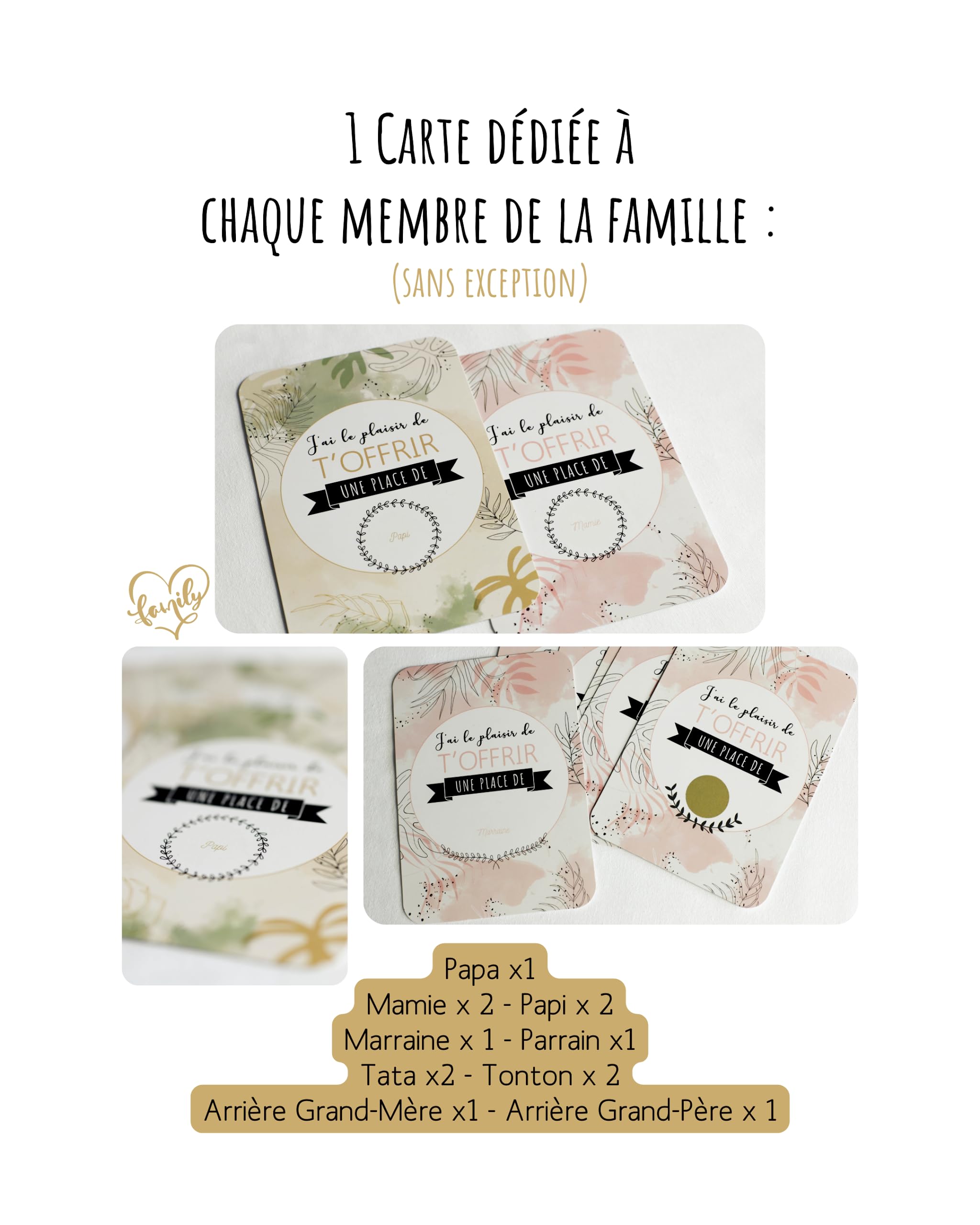 Lot De 5 Cartes à Gratter Annonce Grossesse – La Famille S’Agrandit – Idée Cadeau Originale Papi Mamie Tonton Tata (x5)