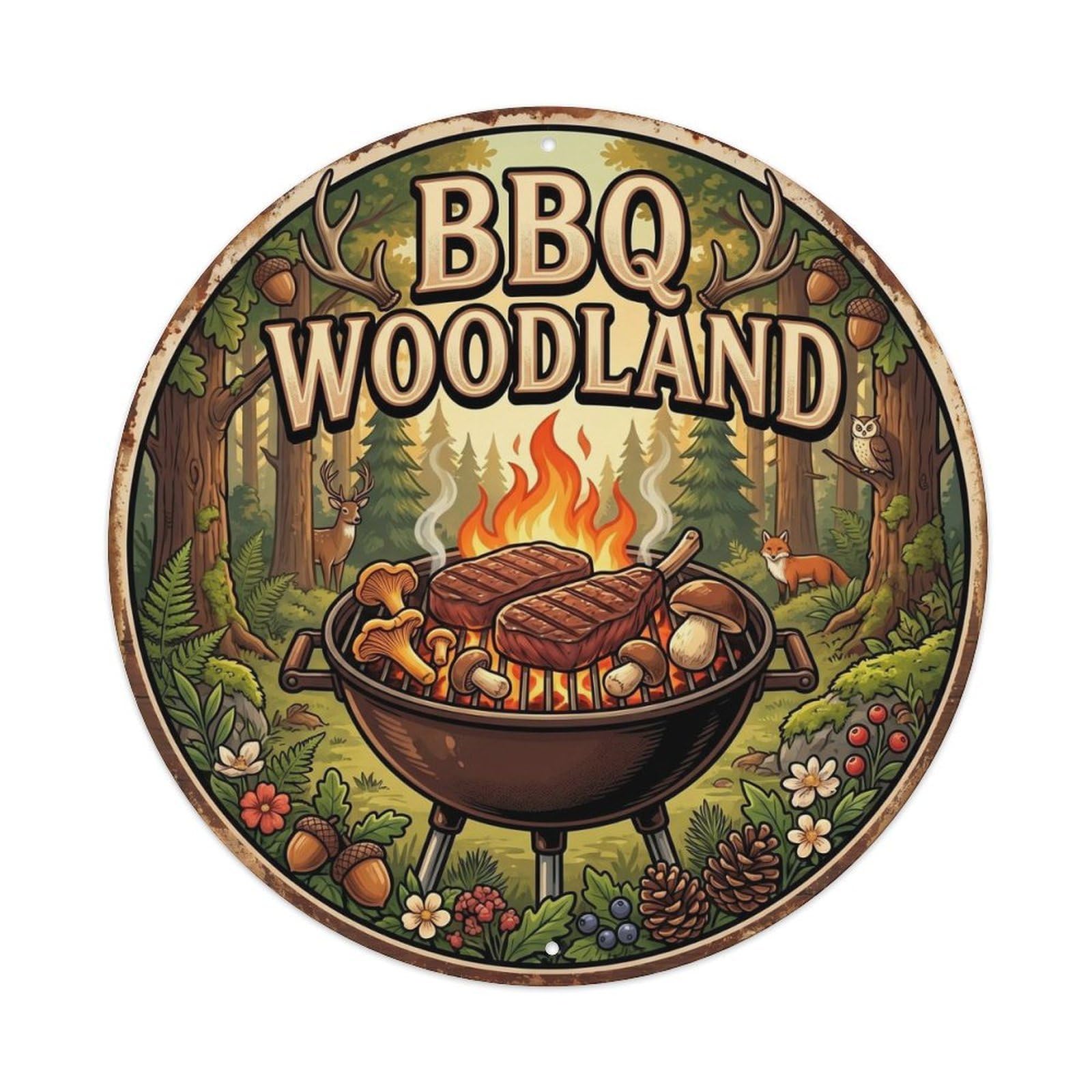 Tgrcjimh Style. Vintage Bbq Woodland Outdoor Bar Metal Tin Sign