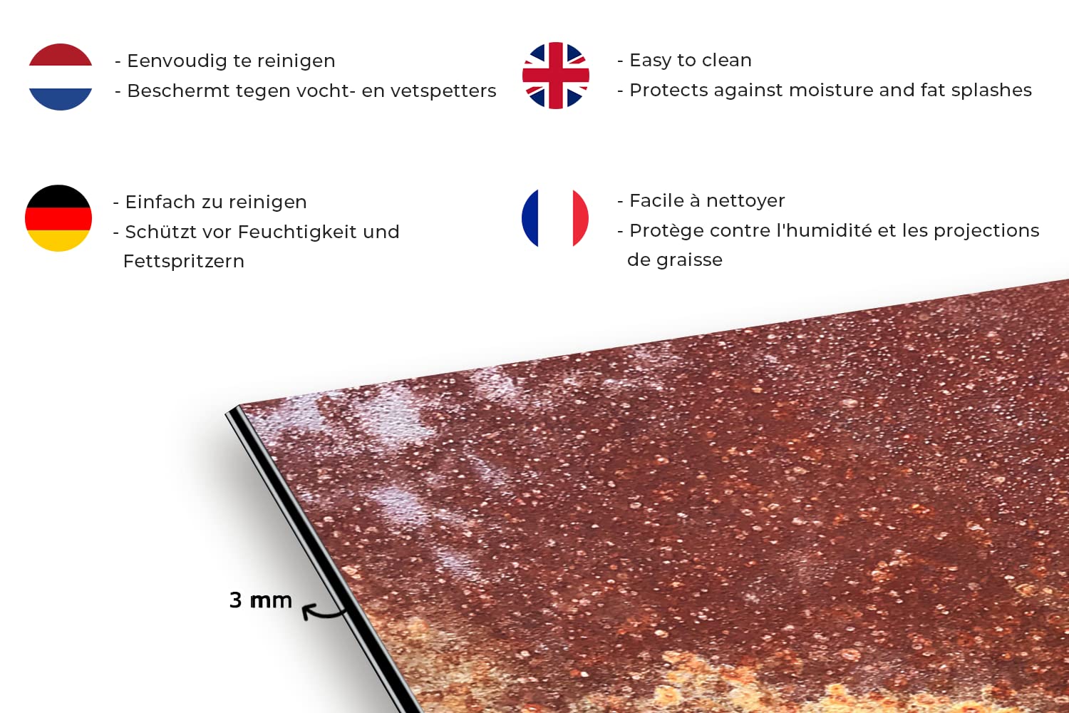 Credence Impression rouille - Fer - Marron Fond de hotte 80x55 cm Credence aluminium Plaque inox de cuisine Credence Impression rouille - Fer - Marron Fond de hotte 80x55 cm Credence aluminium Plaque inox de cuisine