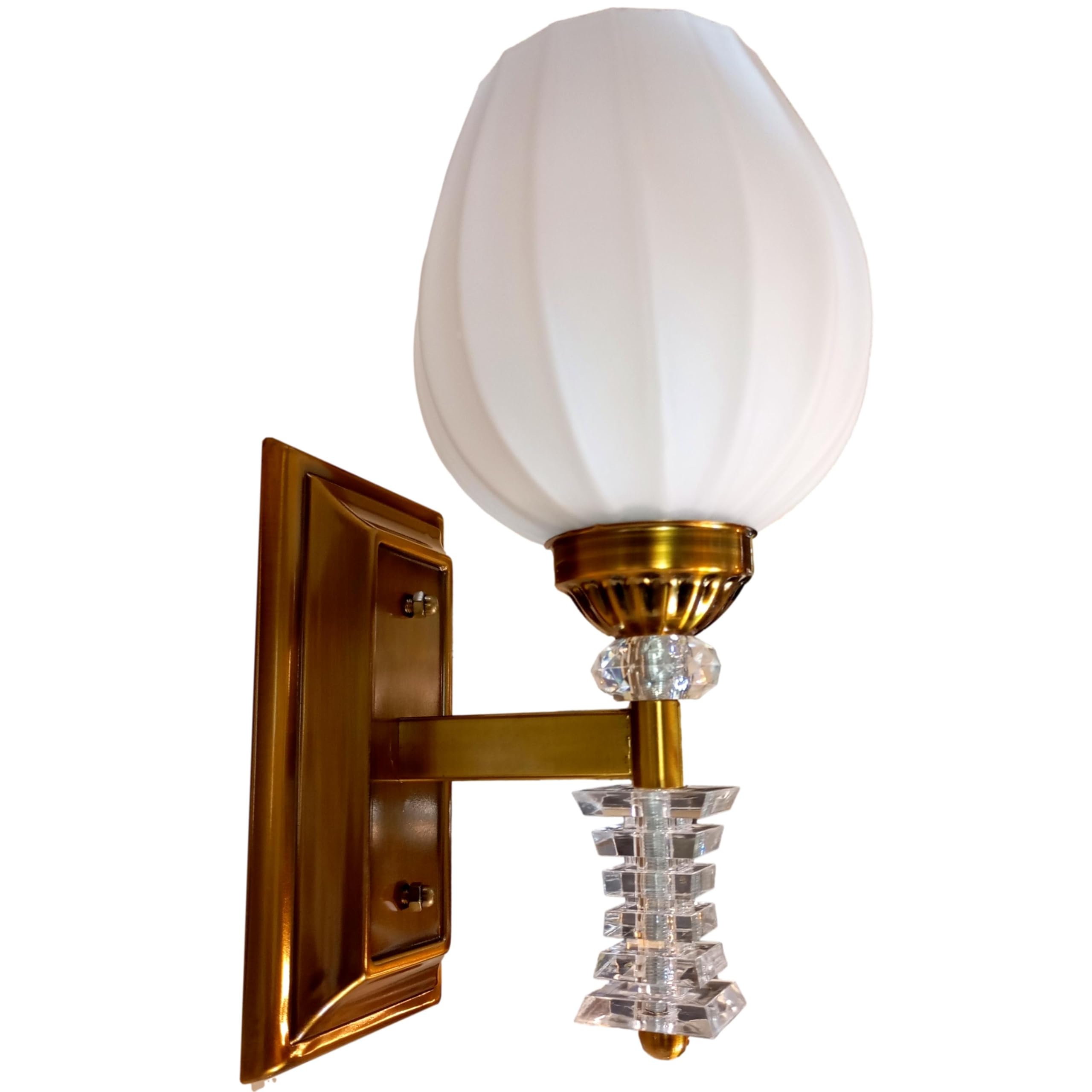 ELIANTE by Jainson Lights | Metal Gold Base Wall Light | White Glass Shade | E-27 Holder | Without Bulb | CC-Q751-1w