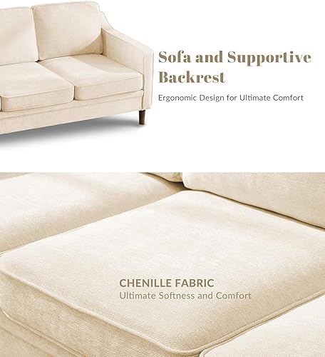 Miniatura 6 de Kingfun Juegos de muebles de sala de estar, sofá de 3 plazas, sillón y sofá biplaza, juego de sofá moderno de mediados de siglo, sofá de felpilla