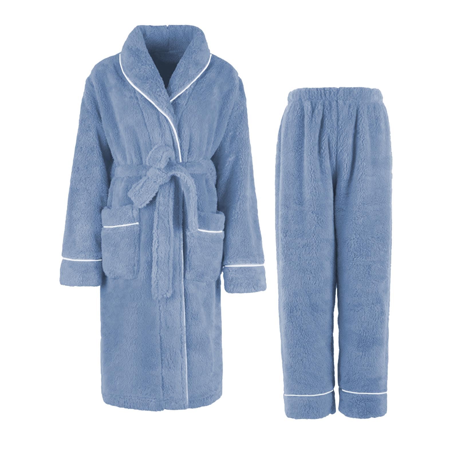 Générique Pigiama da uomo invernale – Set pigiama e pigiama caldo in misto cotone doppio spesso per uomo e abbigliamento da coppia invernale pigiama invernale uomo