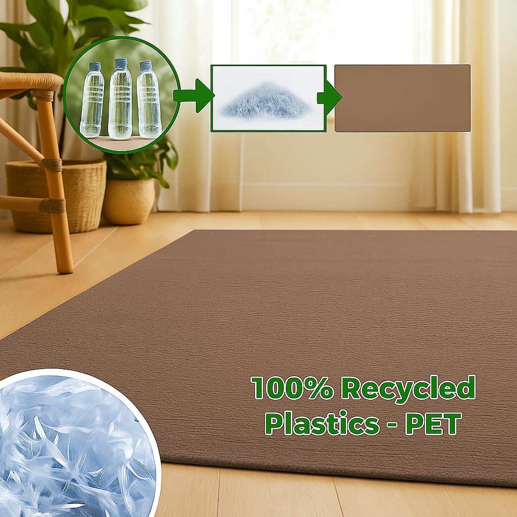 HAMID Alfombra Nansa Interior/Exterior Pet Reciclado – Lavable y Resistente al Agua – Ecológica y Sostenible – Ideal para Terraza, Jardín o Salón (110x60cm, Marrón)