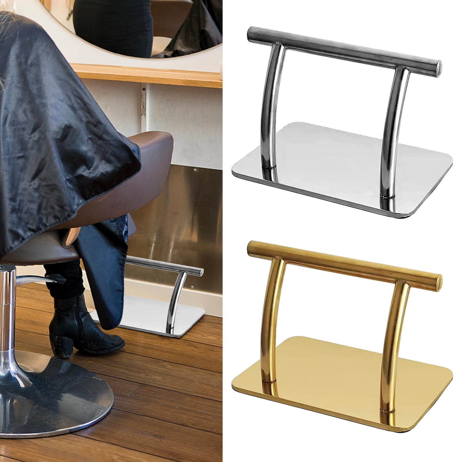 Poggiapiedi in acciaio inox, professionale mobile, parti del pedale per parrucchiere, beauty spa, nail massaggi, salone, 29,8 cm x 18,9 cm x 20 cm (oro)