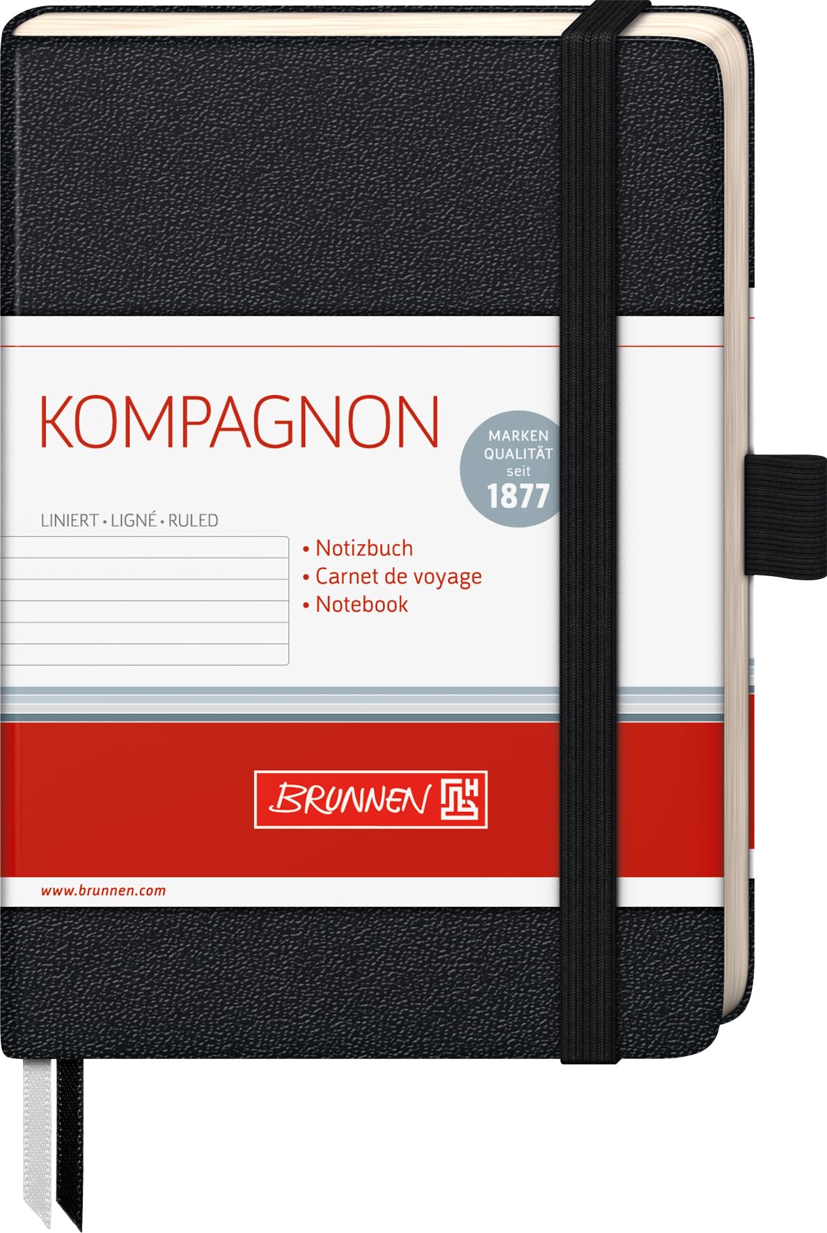 Brunnen Kompagnon School Notebook 9.5 x 12.8 cm, Lined, 21, 96 Pages, Black