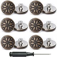 12 PCS Replacement Jean Button No Sew Screw Buttons, 20mm Removable Adjustable Metal Button Repair Sewing Kit with Screwdrivers, Pants Waist Tightener for Men, Women (Snowflake)