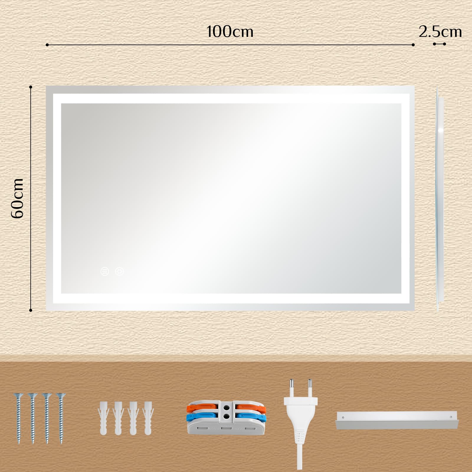 Clevich LED Badspiegel mit Beleuchtung 100x60 cm 100L – Bild 2