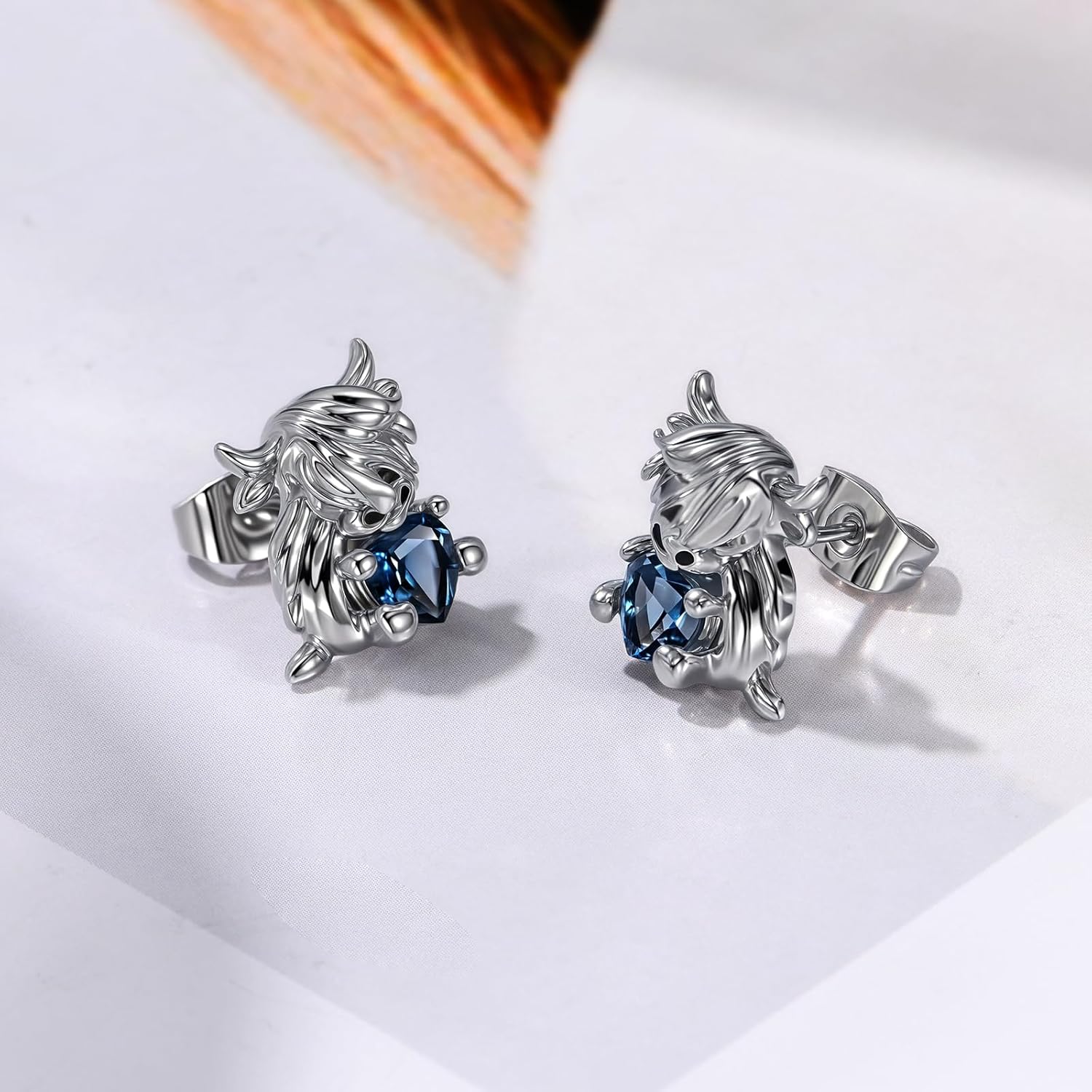 Highland Cow Earrings for Women 925 Sterling Silver Scottish Hyland Cow Studs Hypoallergenic Highland Cow Jewelry Birthday Gifts for Women Mother Wife Girlfriend - Image 2