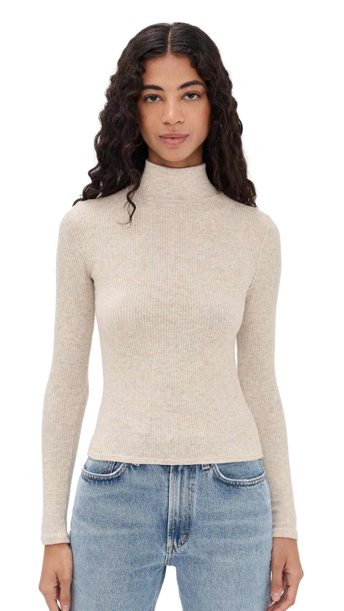 perfectwhitetee Womens Noelle Sweater Rib Turtleneck