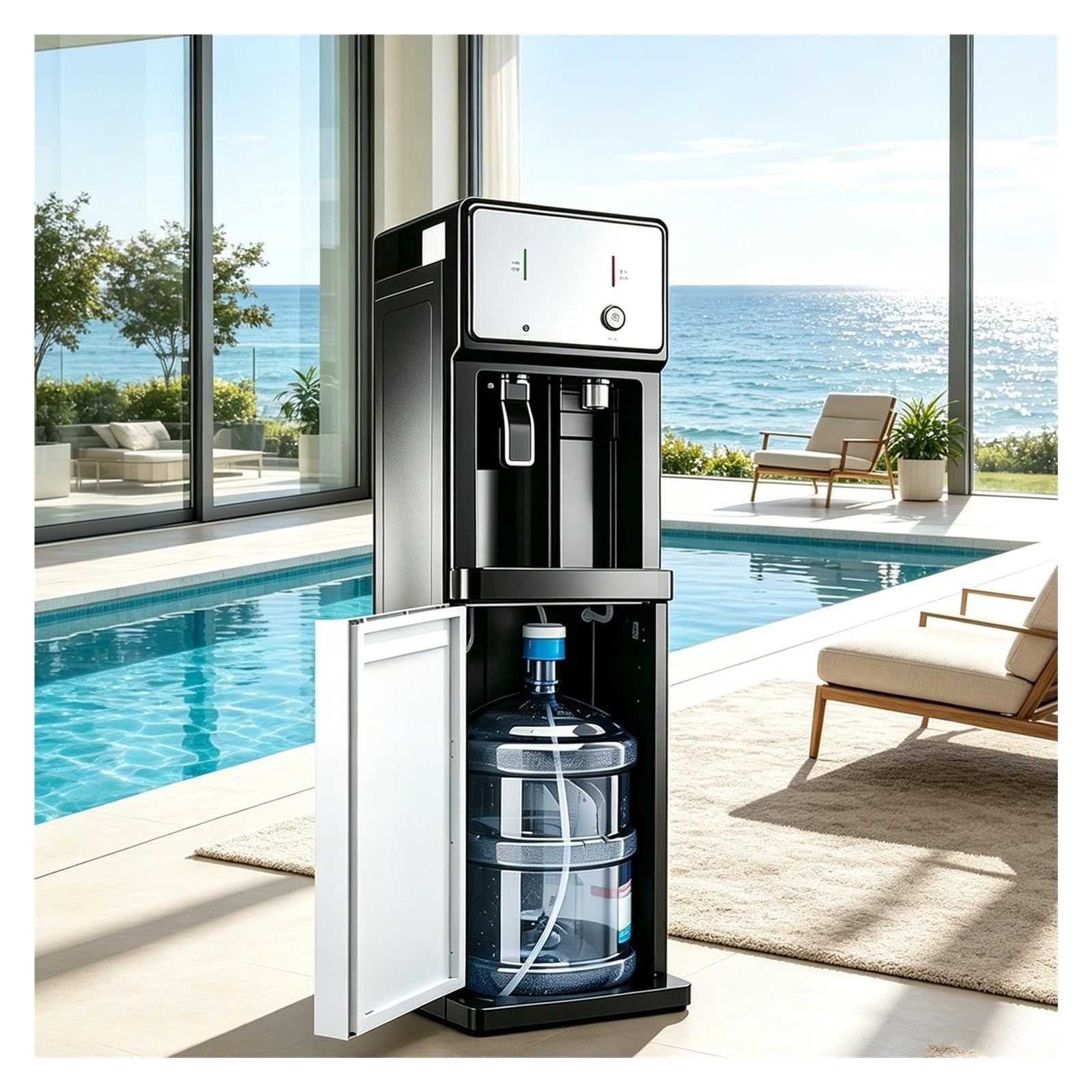 Water Dispenser 3 Ajuste De Temperatura, Dispensador De Agua De Pie De Carga Inferior, Se Calienta En 3 Segundos, Dispensador De Agua Taza De Empuje para Tomar Aguas, Adecuado para Dormitorios
