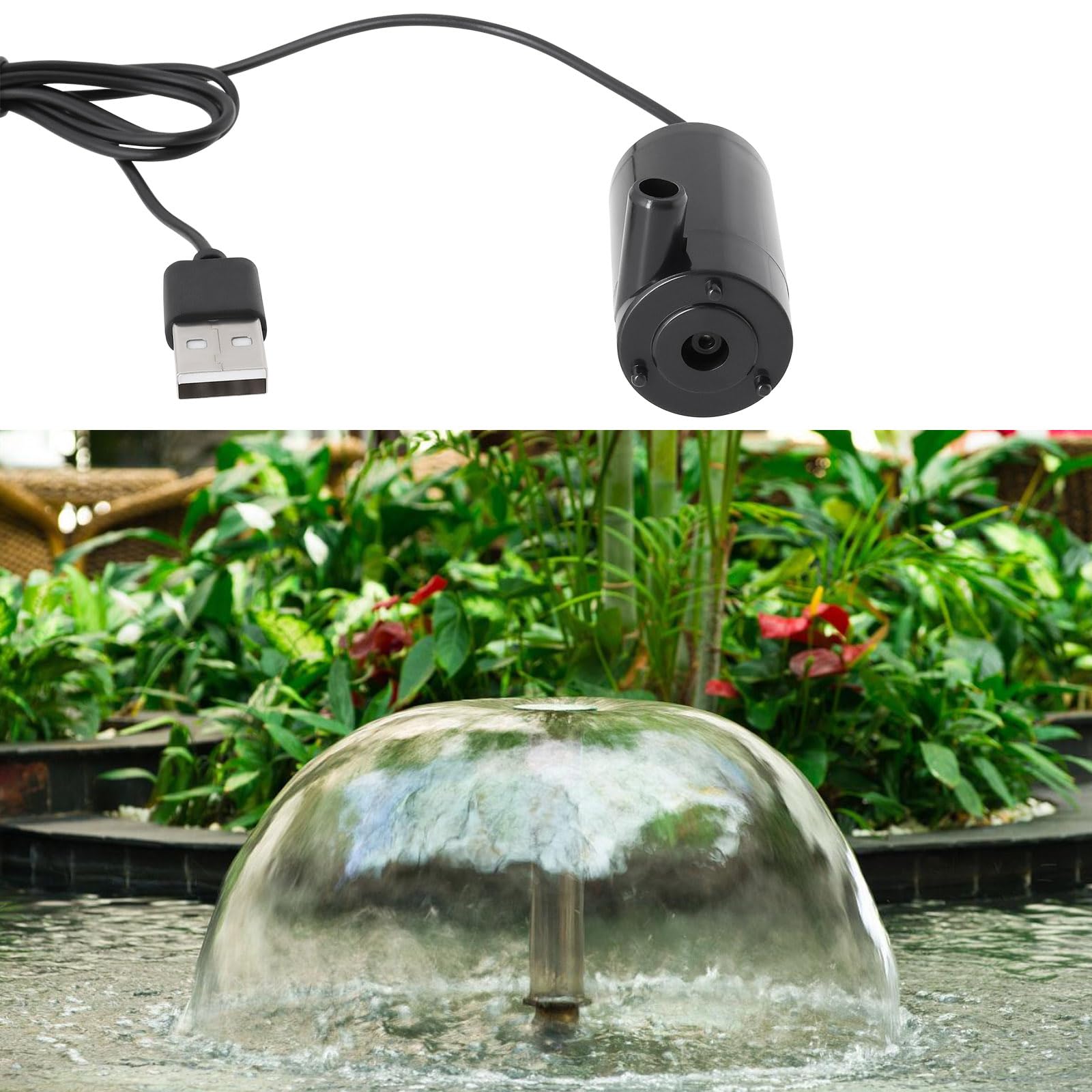 YINETTECH 2pcs DC 3-5V 1A Mini Wasserpumpe USB Micro Submersible Motor Pump PVC Tubing for Fish Tank Pond Fountain Aquarium Garden Black - Image 2