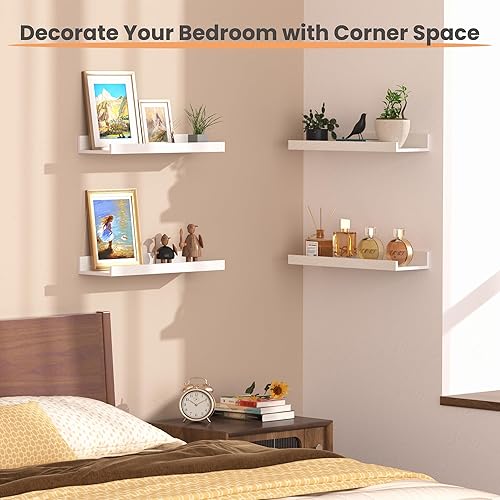 Miniatura 5 de upsimples Estantes flotantes para pared, estantes de pared para decoración y almacenamiento, juego de 6, estante de madera montado en la pared para