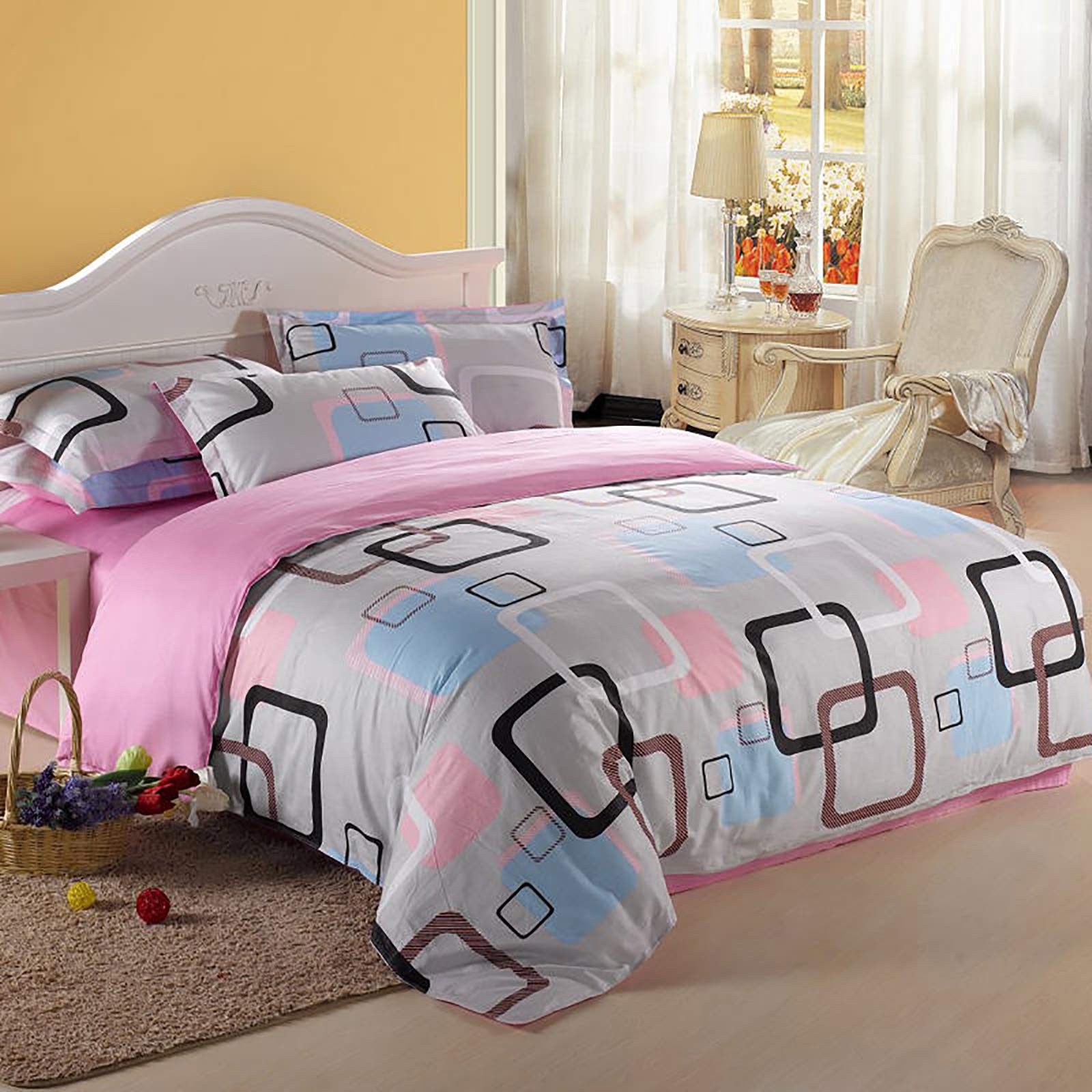 W&X Ultra Soft Print Comforter Cover,Modern Geometric Microfiber Duvet Cover,Washable All Season Fade Resistant Quilt Cover For Men Women Teen-W 220x240cm(87x94inch)