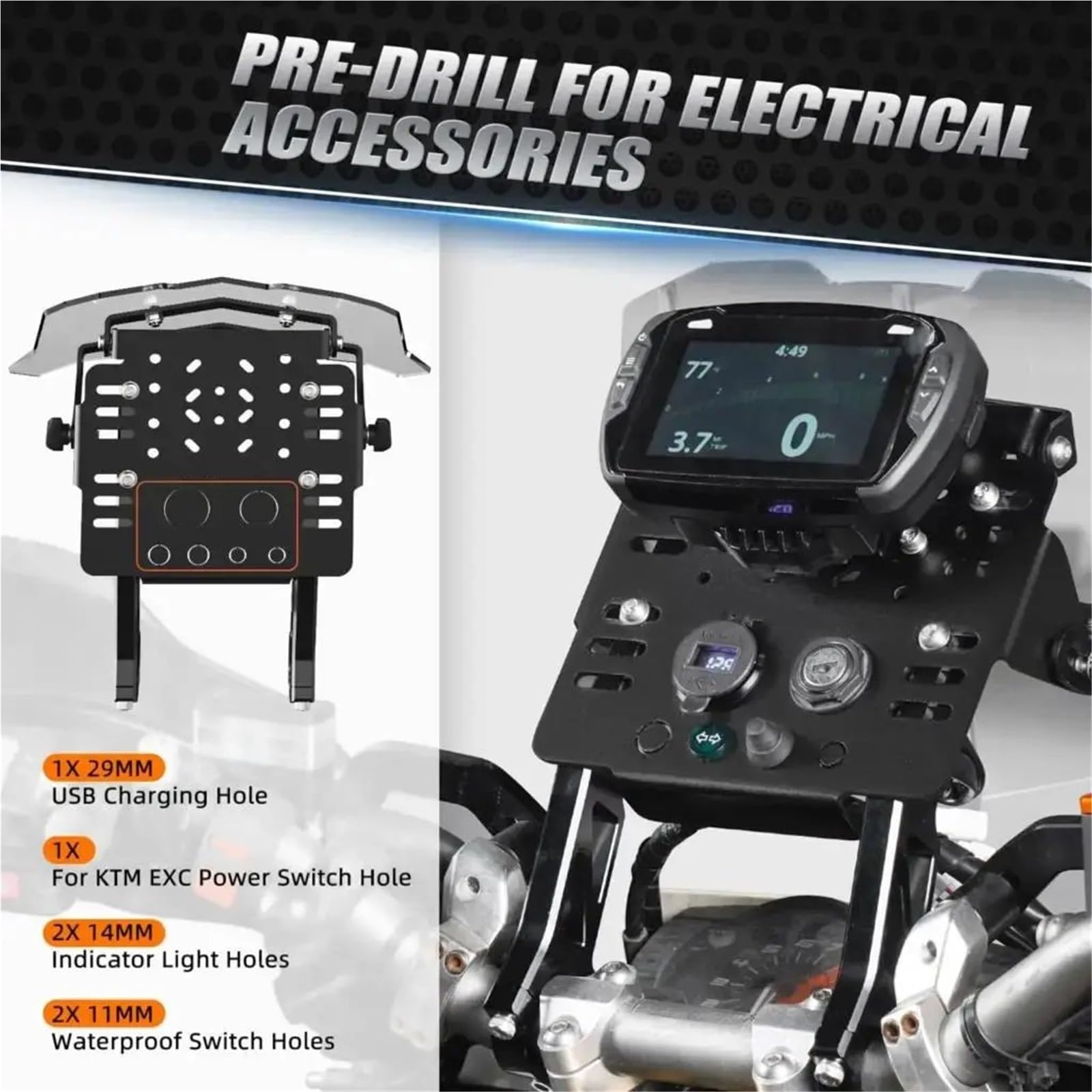 Soporte de navegación GPS para Motocicleta Compatible Para 690 Enduro R R 2008-2024 Compatible Para 701 Enduro 701 2016-2024 Kit carenado Para soporte montaje GPS Soporte de Navegación para Teléfono