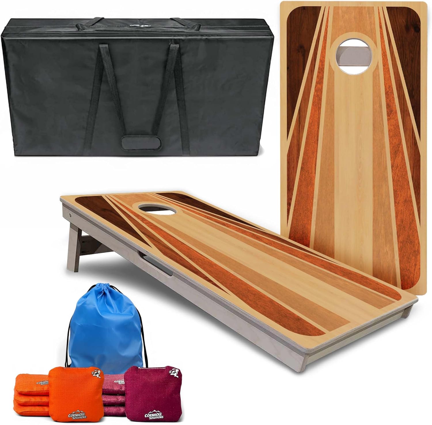 Cornhole Solutions PRO Tournament Cornhole Bundle – Regulation 4 ft x 2 ft Professional Set – ¾″ Baltic Birch Plywood – Folding Legs – UV Printed & Clear Coated – Made in USA