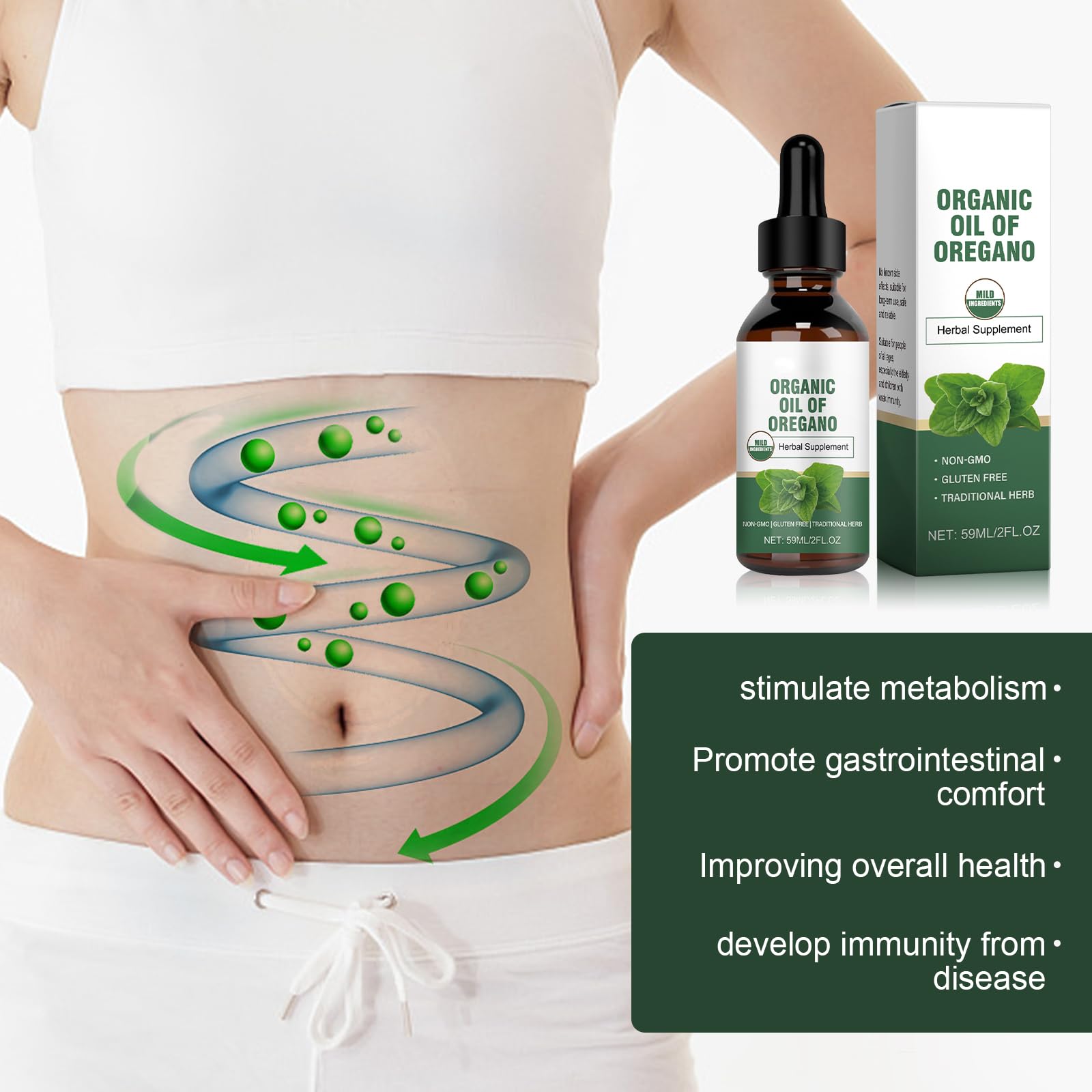 Olio di origano biologico 59 ml, olio di origano, adatto per bambini e adulti