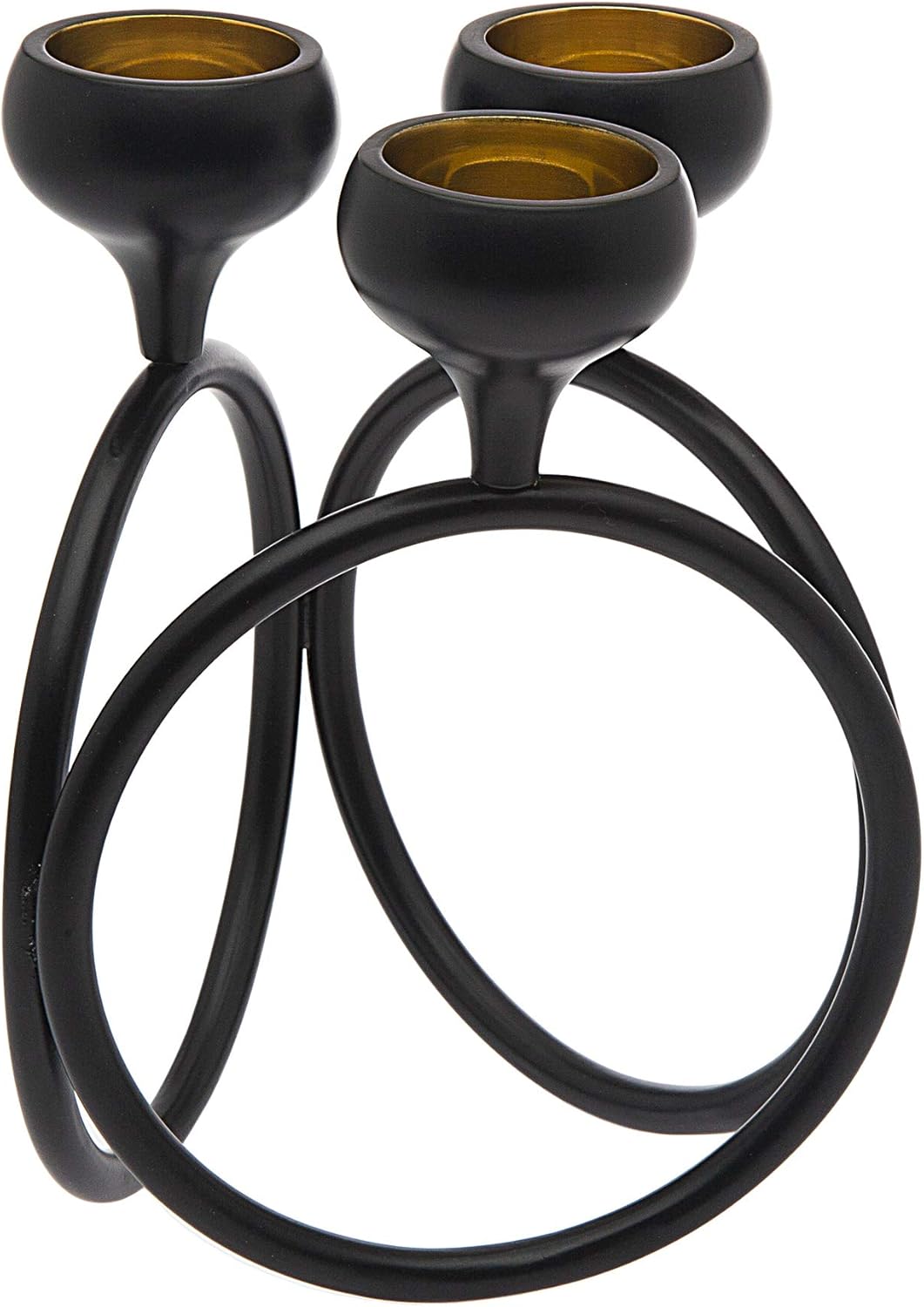 Godinger 3 Light Candelabra Candle Holder, Modern Black and Gold - Nero D'oro