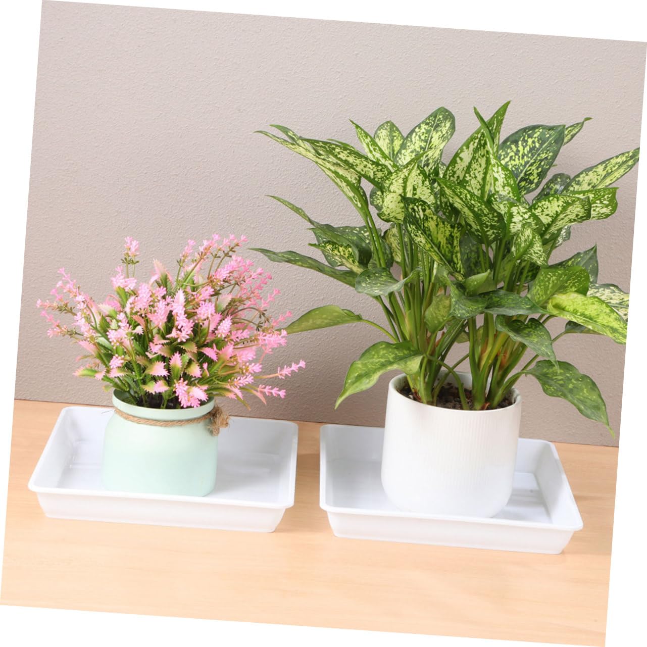 UPKOCH 2 Platillos para Macetas Cuadrados De Plástico Grueso 13.77 Pulgadas Bandeja De Goteo para Plantas Suculentas Jardín Interior Y Exterior Recolección De Agua