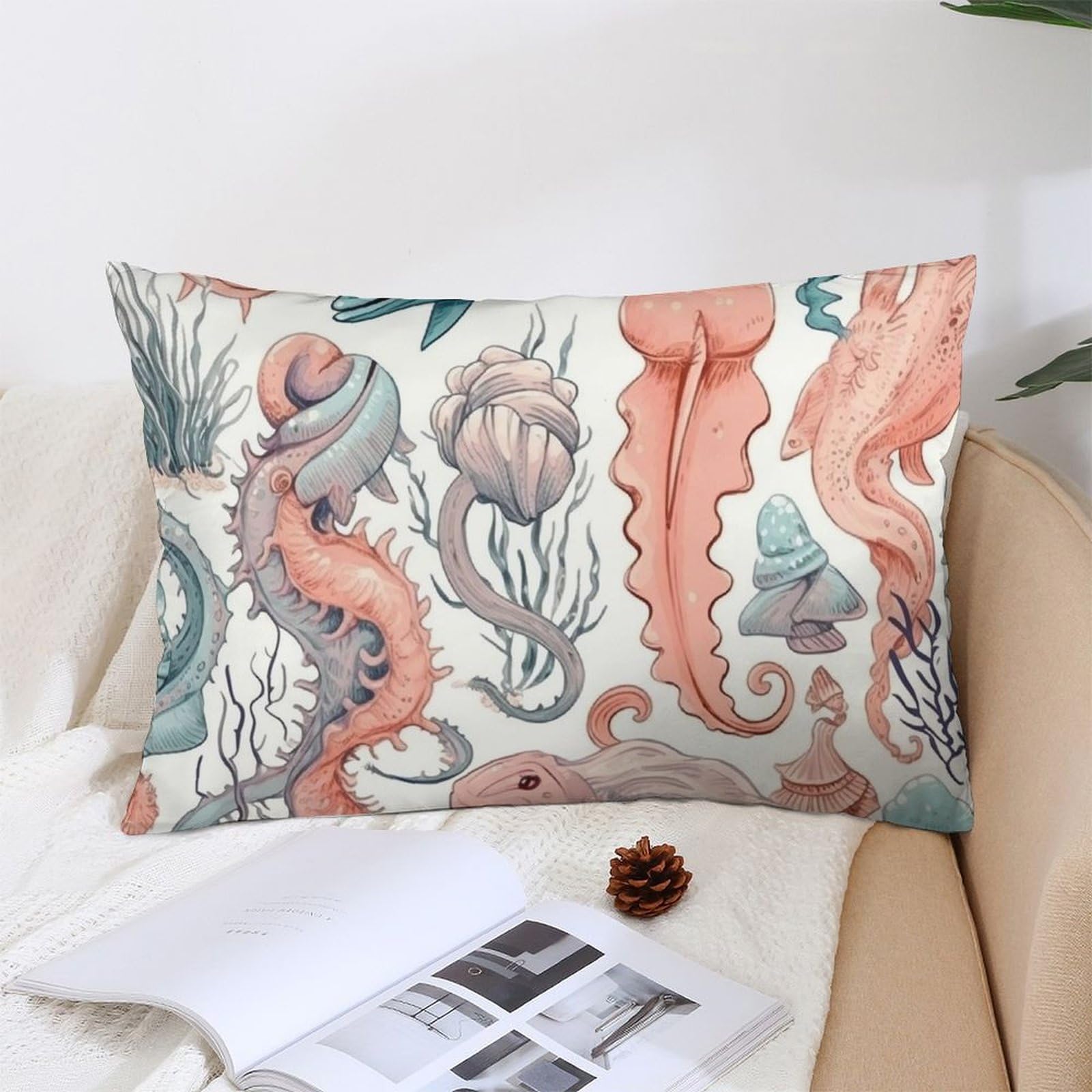 NTVOWPZO Decoration Throw Pillow Covers 12 "x20 Pillowcases Covers Colorful Ocean Soft Pillowcases Modern Farmhouse Home Decor Sofa Cushions Covers for Couch Bed Living Room