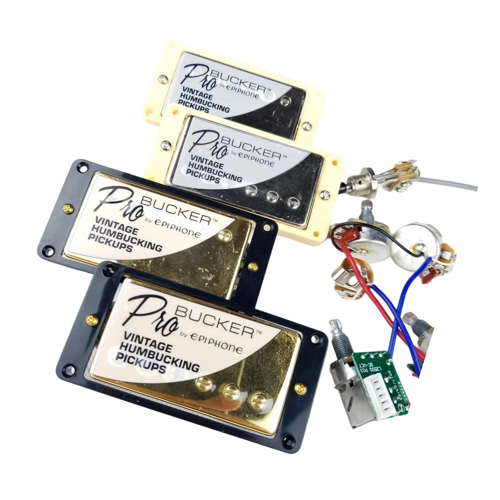 1 Juego De Pastillas Humbucker Alnico Para Guitarras Eléctricas Carcasa De Níquel/oro Con Arnés De Cableado(3/4)