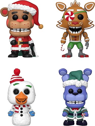 Funko Pop! FNAF Holiday 2023 Set de 4 – Five Nights at Freddy's – Freddy, Bonnie, Foxy y Gingerbread Chica