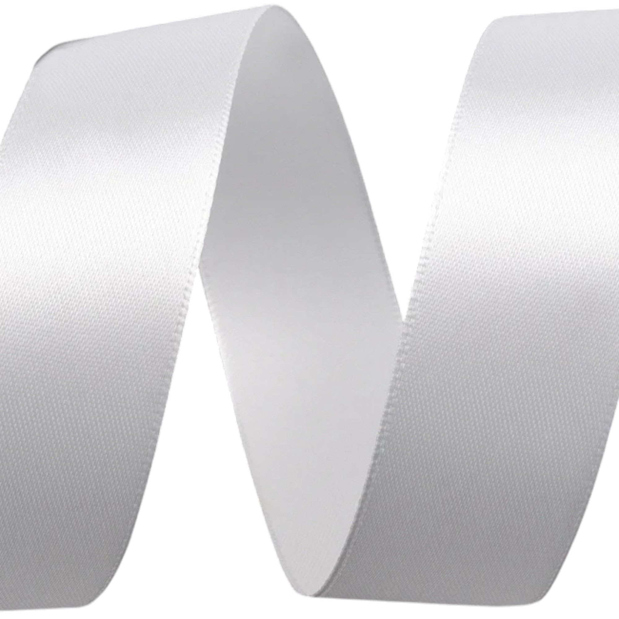 cyclingcolors Satin Polyester Ribbon - 25mm x 22m - Gift Wrapping Ribbon for Packaging, Decoration, Birthday, Cakes, Sewing, Crafts & Floristry - White